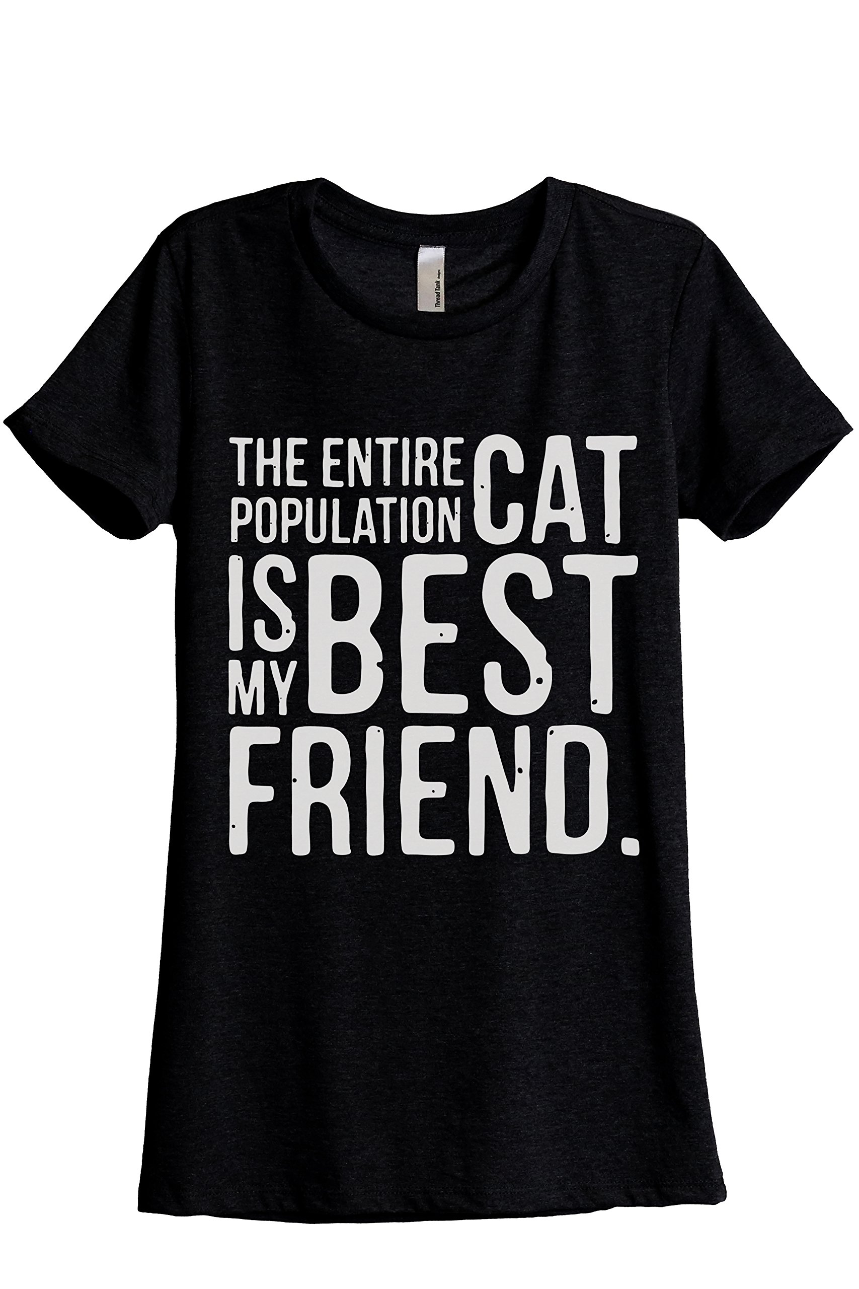 The Entire Cat Population is My Best Friend Women's Relaxed T-Shirt - Heather Black for Casual Wear & Cat Lovers
