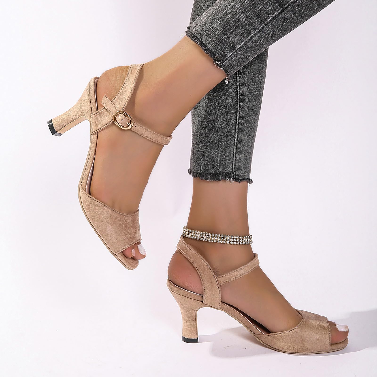 Elegant Women's Kitten Heels - Ankle Strap Pumps with Thin Heels for Wedding, Party & Dressy Occasions | Comfortable Fish Mouth Sandals for Formal Events & Evening Wear