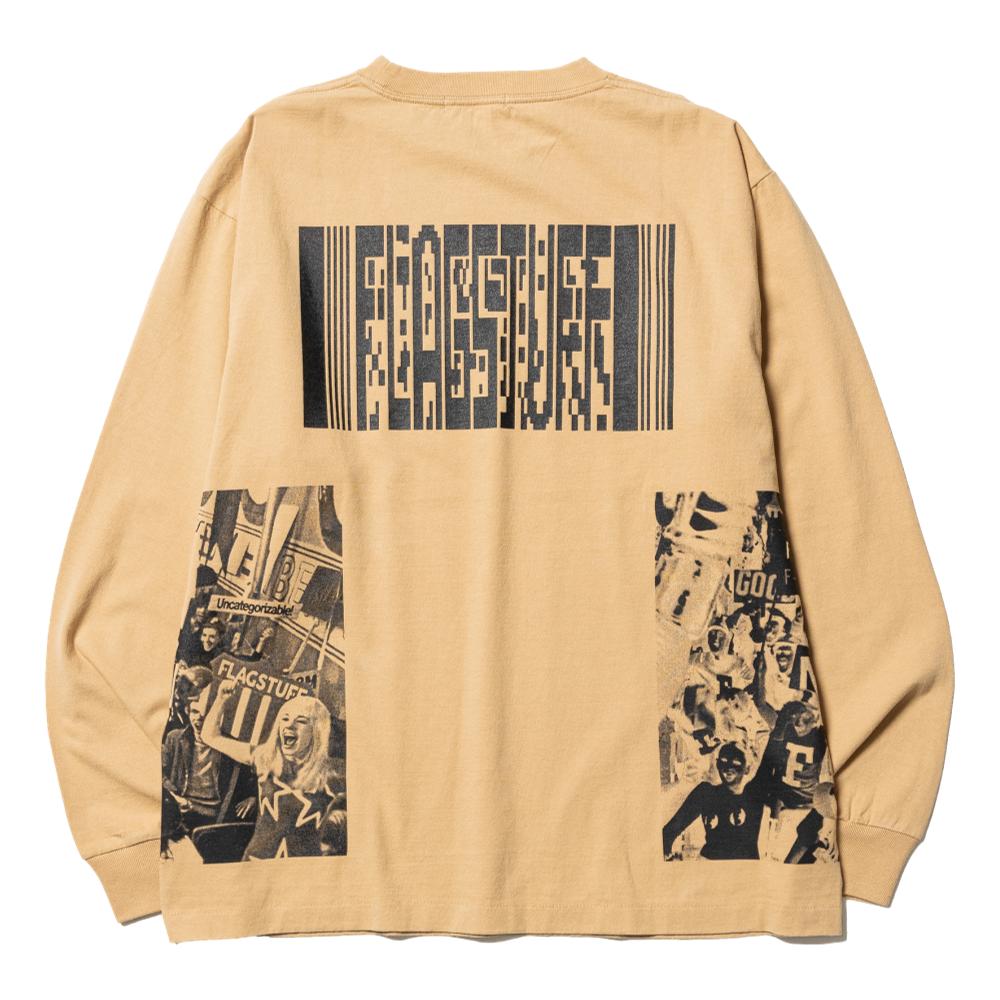 FLAGSTUFF Barcode Long Sleeve T-Shirt in Camel Color - Comfortable Casual Wear for Men & Women | Perfect for Everyday Outfits, Street Style & Layering