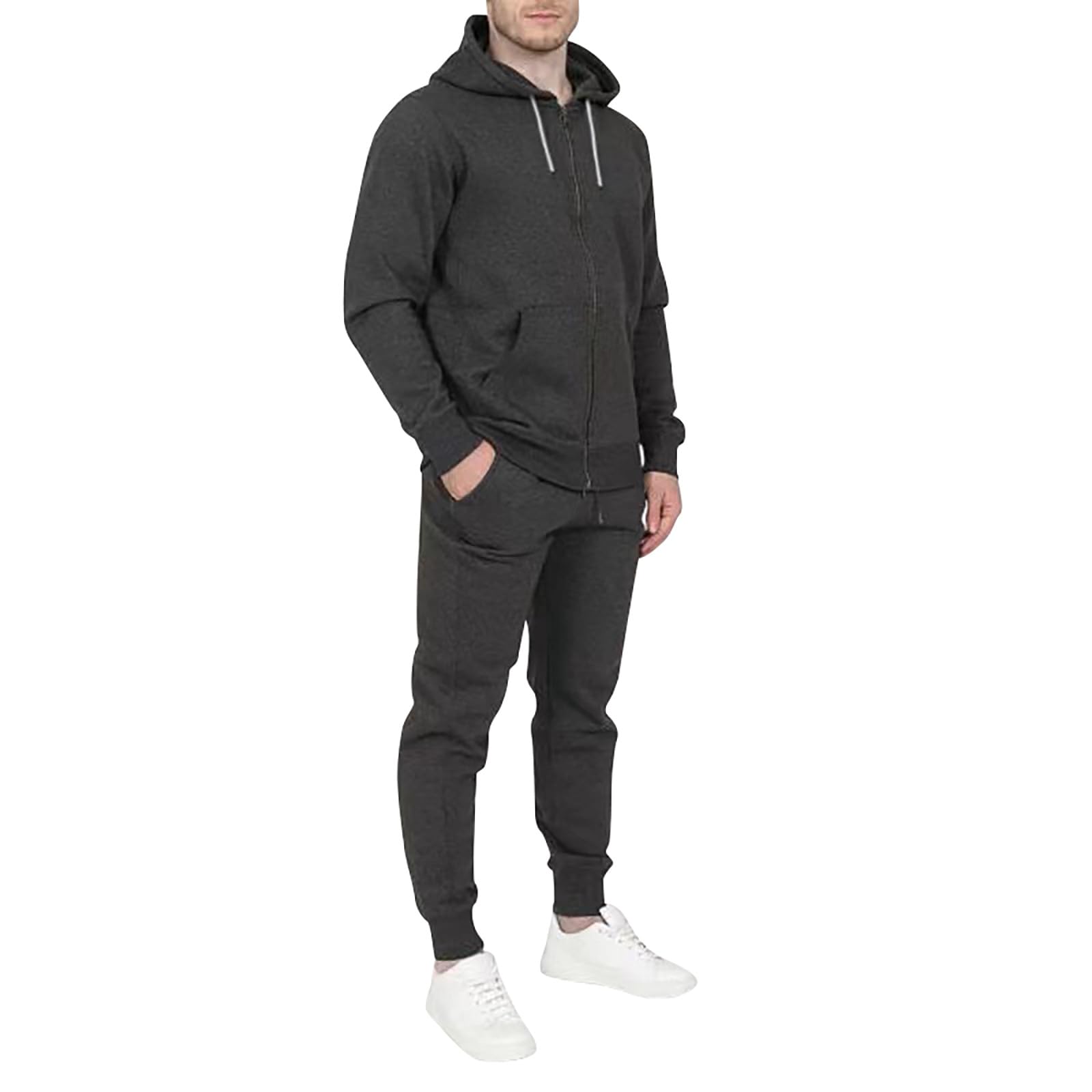 Blandoom Fossean Men's Tracksuit Set - Fleece Hooded Sweatshirt & Jogger Pants 2-Piece Outfit for Gym, Running, and Casual Wear