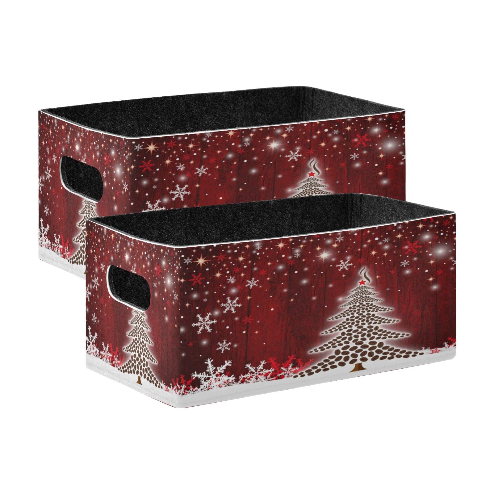 Kcldeci Christmas Tree Coffee Beans Storage Baskets - 2-Pack Decorative Storage Bins for Shelves, Clothes, Toys | Perfect for Living Room, Office, Bedroom Organization & Holiday Decor