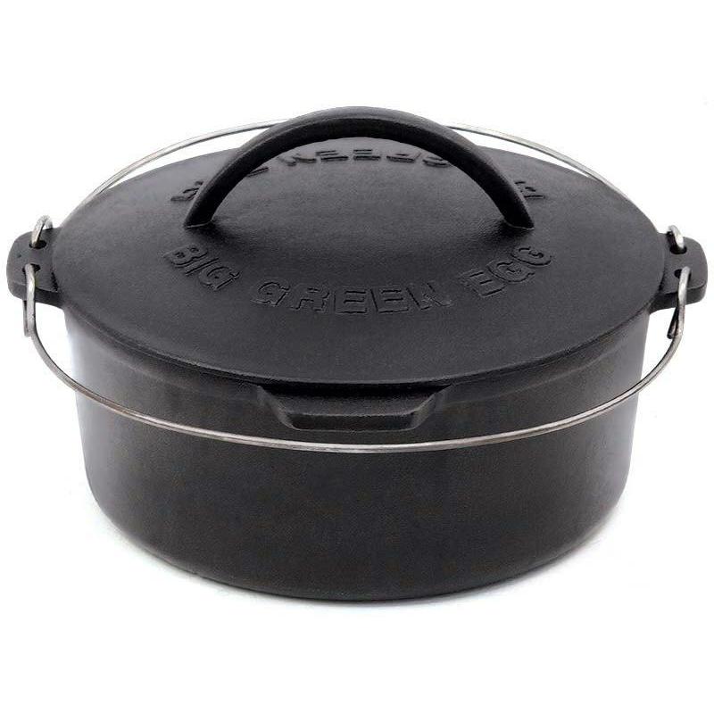 Big Green Egg Cast Iron Dutch Oven - 6 Quart Enameled Camping Cookware for Outdoor Grilling, Camping & Backyard BBQs - Perfect for Stews, Soups & Bread Baking