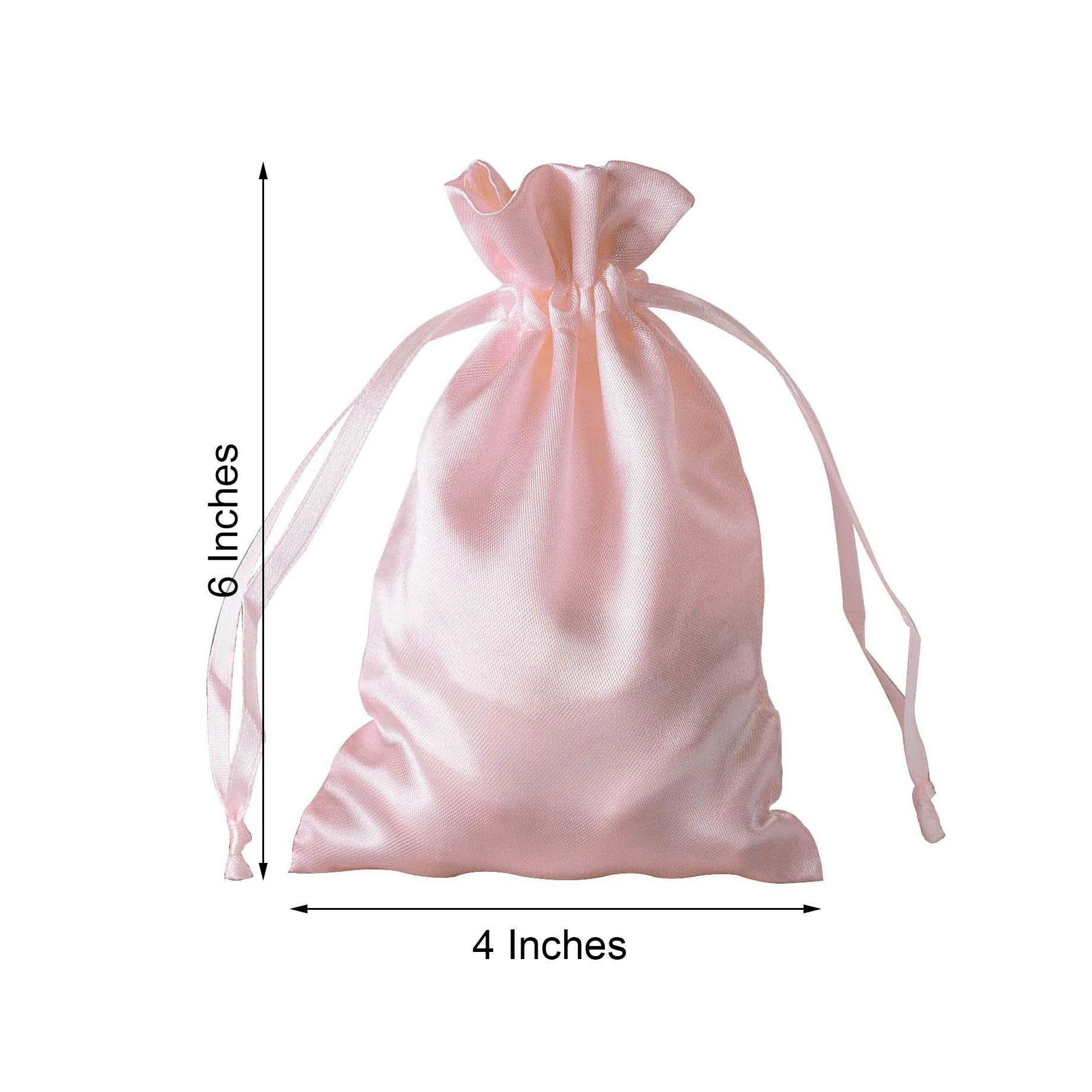 60 Pcs 4x6 Inch Blush Satin Drawstring Bags - Wedding Favors, Party Gifts, Jewelry Pouches, Candy Bags - Perfect for Bridal Showers, Baby Showers & Birthday Party Favors