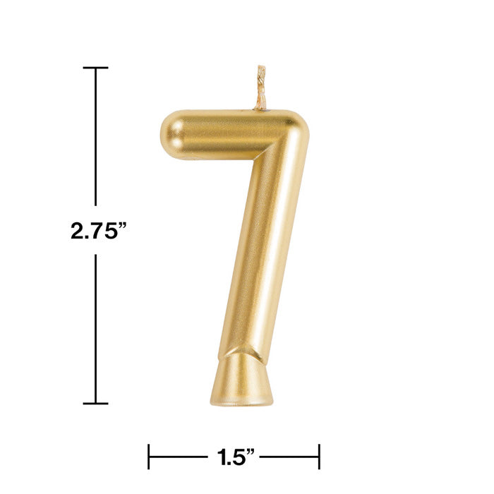12-Piece Bulk Gold Number 7 Candles for Birthday Cakes, Wedding Decorations, and Party Centerpieces - Premium Quality Unscented Pillar Candles