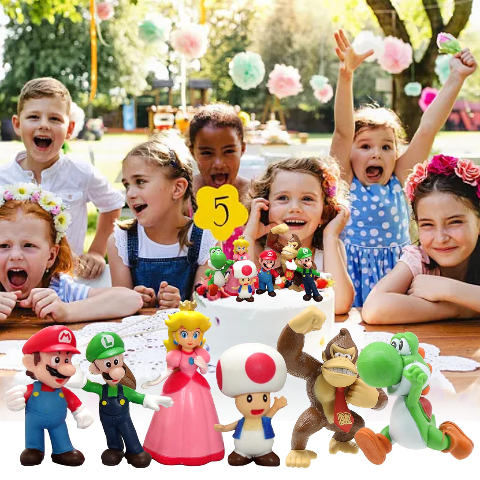 6 Pcs Birthday Cake Toppers Set - Fun Cartoon Cake Decorations for Kids Birthday Party | Super Cute Cake Toppers for Birthday Cakes, Cupcakes & Desserts | Perfect for Birthday Celebrations, Baby Showers & Special Events
