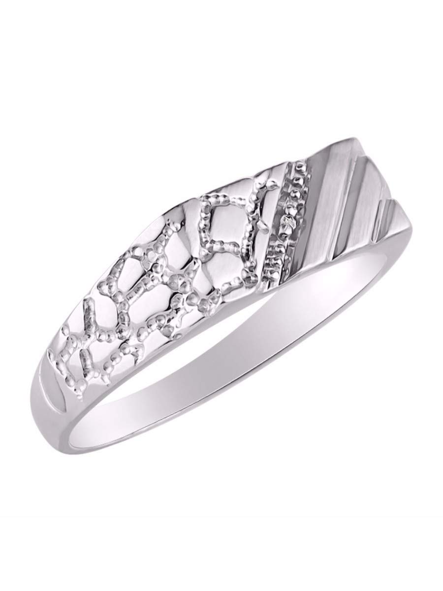 **Rylos Men's Sterling Silver or Gold Plated 1/2 Nugget Ring with Genuine Diamonds – Sizes 6-13 – Perfect for Weddings, Gifts & Everyday Wear**