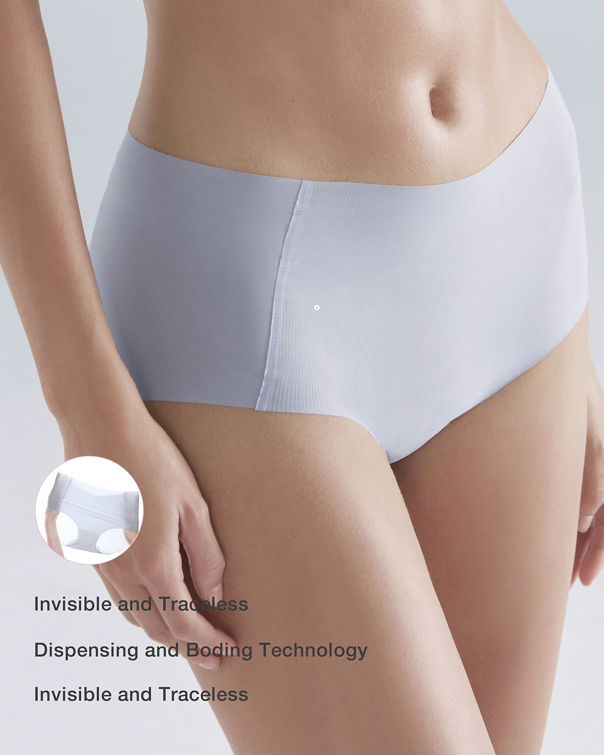 Women's Lightweight Ribbed Cotton Underwear - Mid Rise One Size Panties in Light Blue | Comfortable Everyday Wear for Work, Gym & Lounge