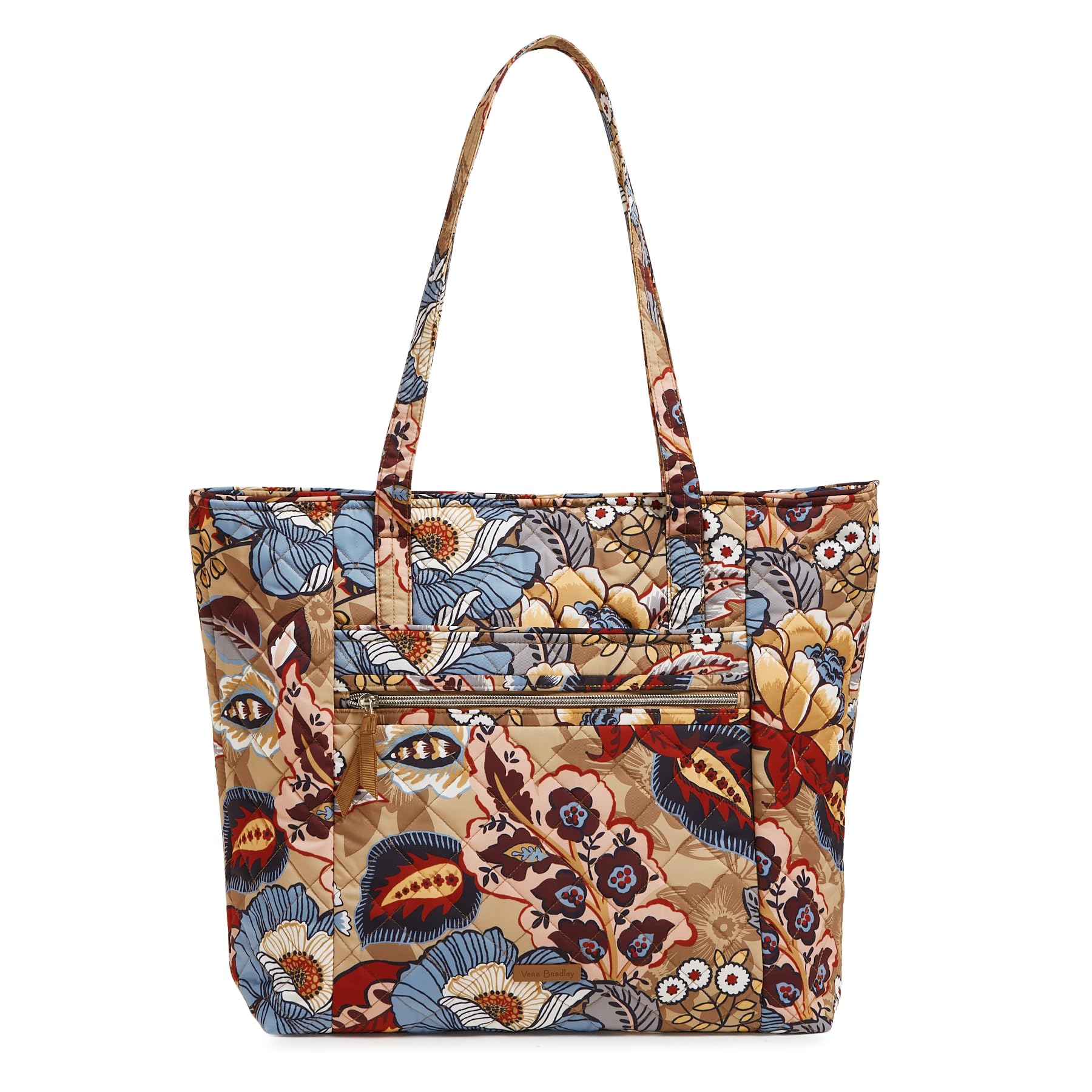 Vera Bradley Performance Twill Vera Tote Bag - Botanical Beauty Floral Print - Stylish & Durable Women's Handbag for Work, Travel & Everyday Use