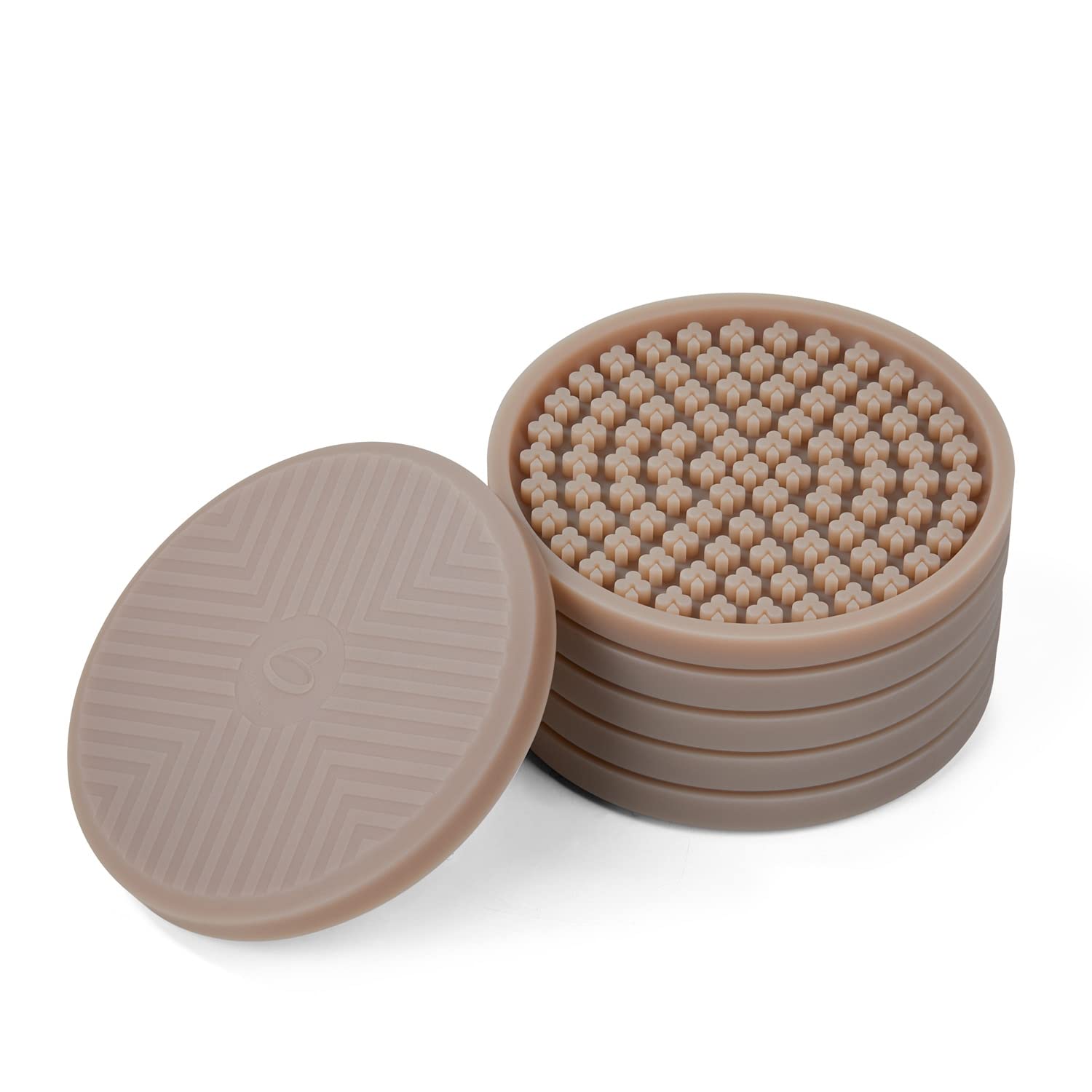 Premium Silicone Drink Coasters Set of 6 - Luxury Club-Shaped, Heat-Resistant & Non-Slip Table Protectors in Khaki Brown - Perfect for Home Bars, Office Desks & Outdoor Entertaining