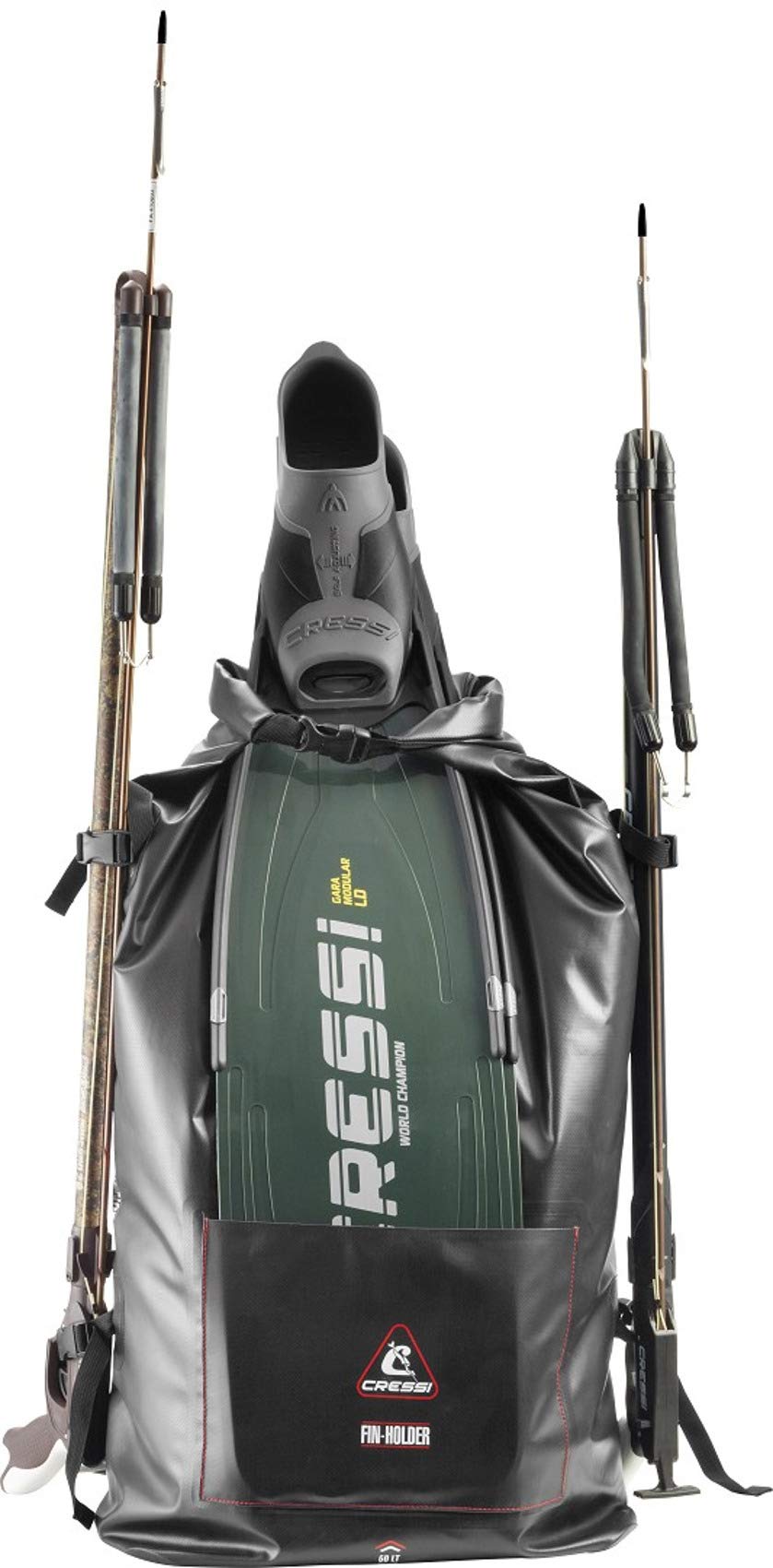 Cressi Scuba Diving Fin Storage Dry Bag 60L - Waterproof Shoulder Bag with External Fin Pocket for Snorkeling & Beach Travel | Genuine Dive Gear (Model UA925800) - Perfect for Underwater Adventures & Water Sports Equipment Storage