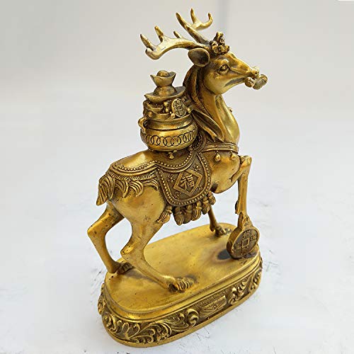 Feng Shui Brass Deer Ornament - Antique Copper Lucky Deer Statue for Home & Office Decor | Perfect for Wealth & Harmony in Living Room, Bedroom, or Workspace