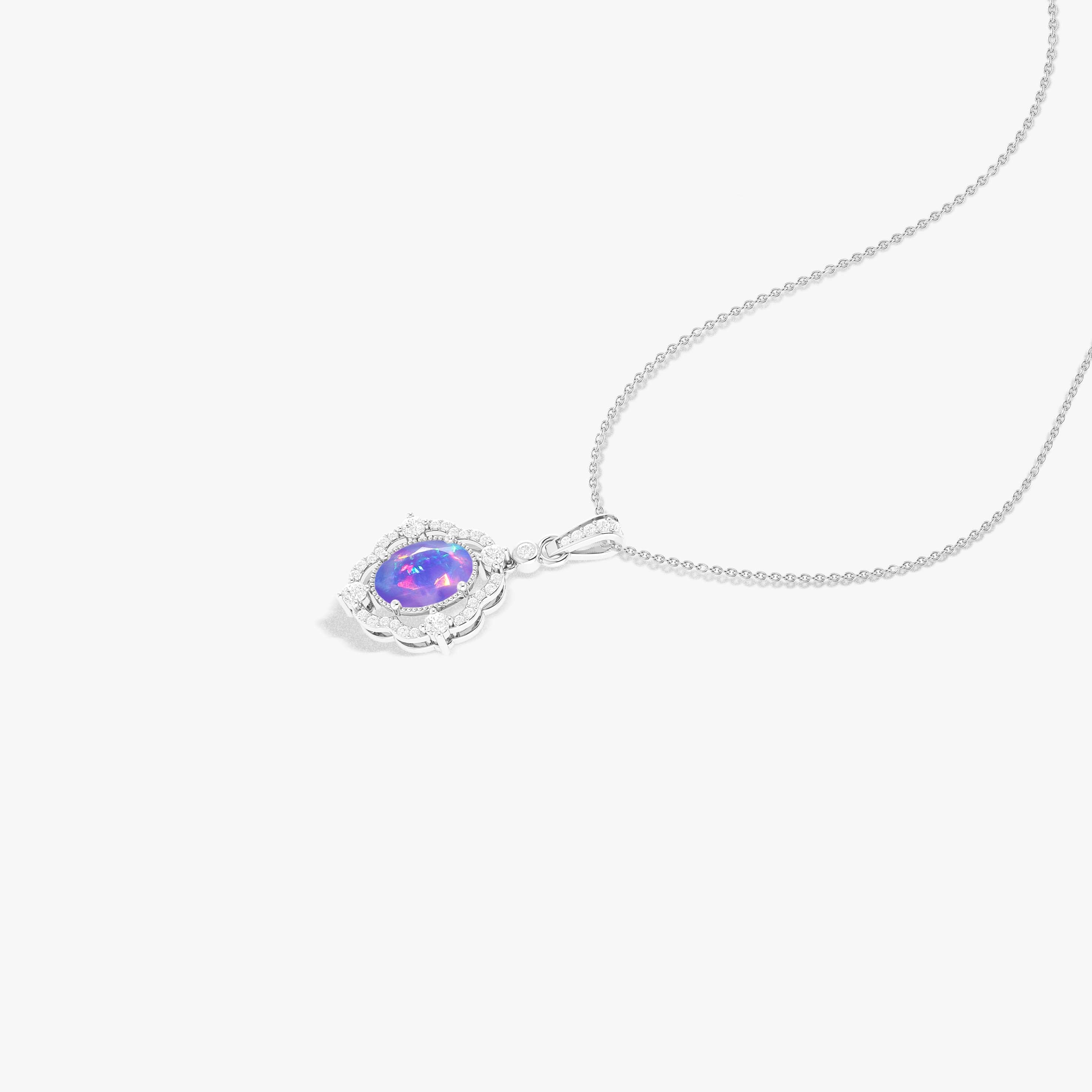 Lavender Opal Gemstone Charm Pendant Necklace - Elegant Bohemian Jewelry for Women, Gift for Her, Perfect for Weddings & Special Occasions