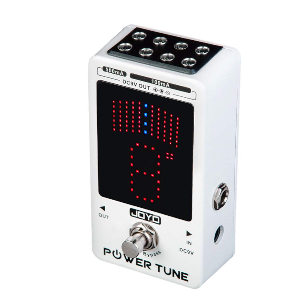 JOYO JF-18R Power Supply Tuner Pedal - 8-Channel Isolated Low Noise DC 9V Output (2x500mA + 6x100mA) with True Bypass - Perfect for Guitar Effects Pedalboard & Live Performances