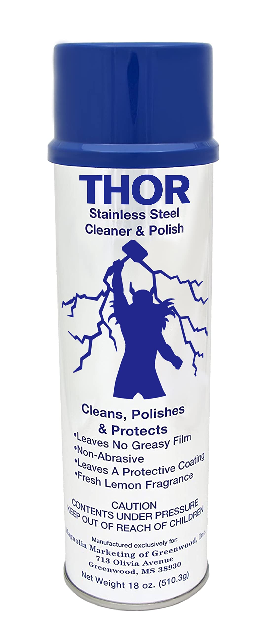 18 Oz. Thor Stainless Steel Cleaner & Polish (1 Can) - Professional Metal Polish for Stainless Steel, Brass, Copper, Aluminum - Restores Shine on Appliances, Cookware & Sinks - Ideal for Kitchen, Bathroom & Outdoor Metal Surfaces