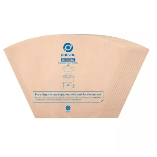 Pacvac Velo Disposable Vacuum Paper Dust Bags - 10 Pack (2.5L Capacity) | Compatible with Most Vacuum Cleaners | Perfect for Home Cleaning, Pet Hair Removal & Allergen Control