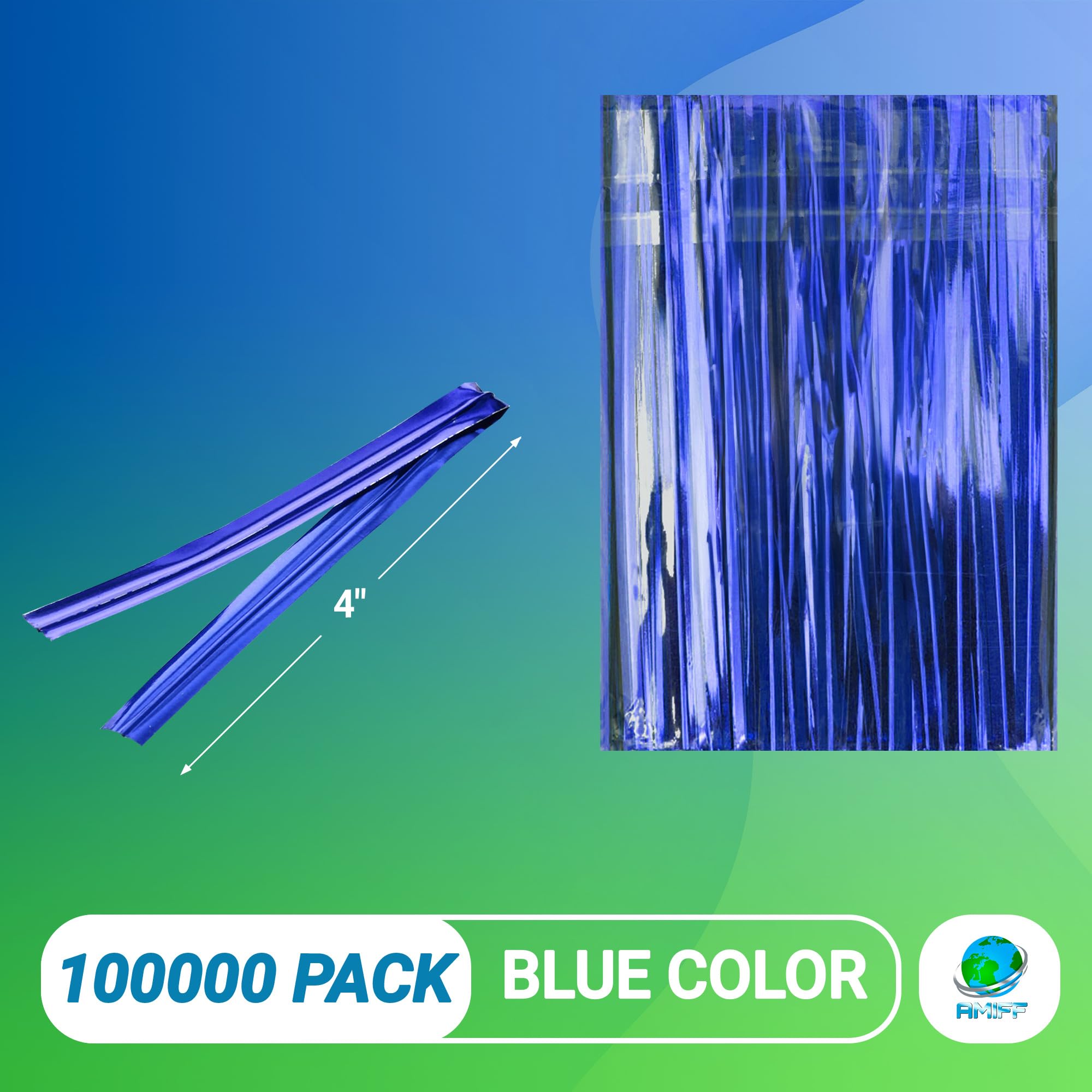 100,000 Pack Blue Metallic Twist Ties for Bags - 4 Inch Reusable Aluminum Foil Twist Ties for Treat Bags, Bread, Cake Pops & Christmas Gifts | Flexible & Durable for Food Packaging, Gift Wrapping & DIY Crafts