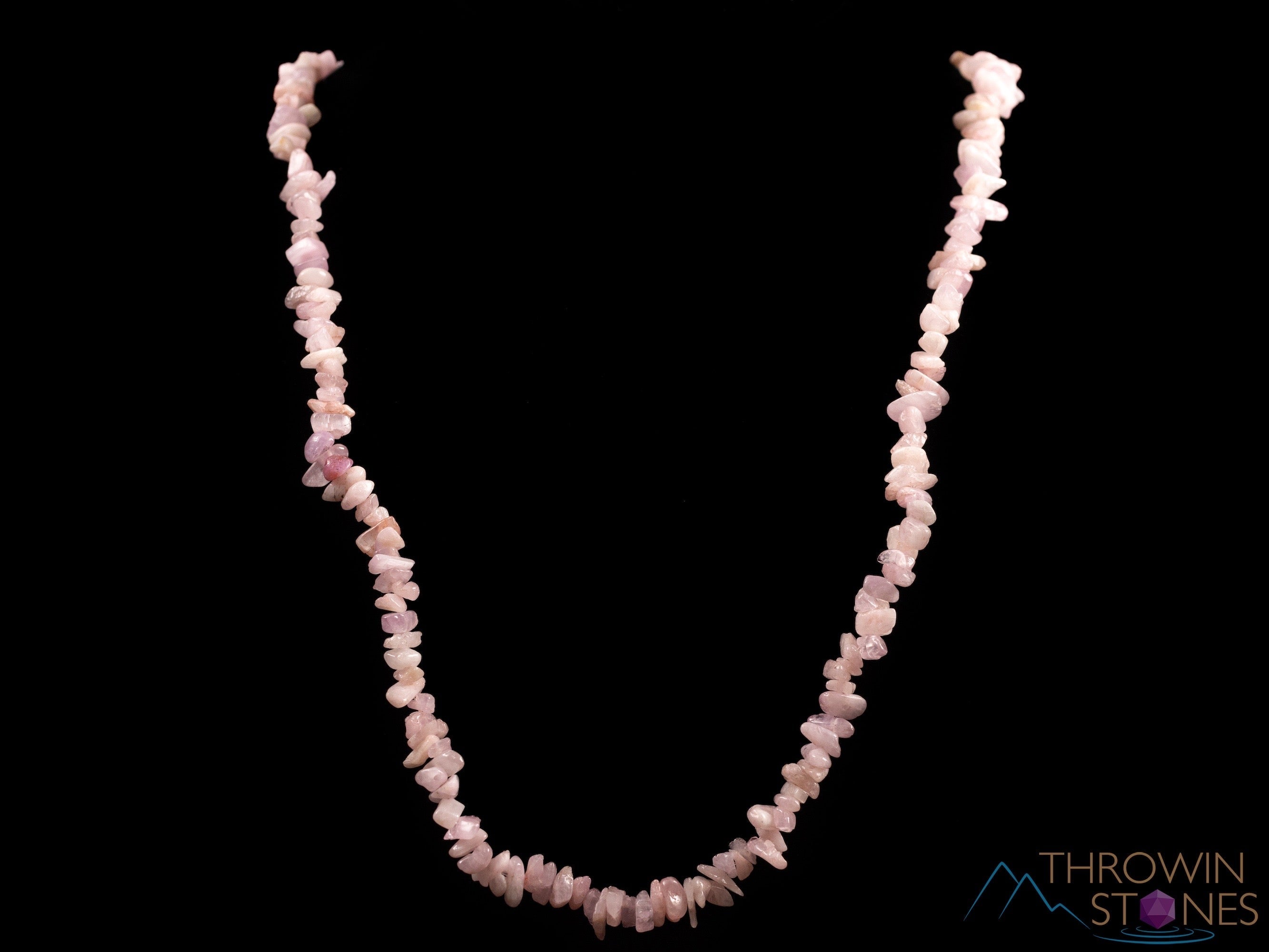 Pink Kunzite Crystal Necklace - Handmade Chip Beads Long Beaded Necklace for Women, Healing Stone Jewelry Gift (E0818) | Perfect for Meditation, Yoga & Spiritual Healing