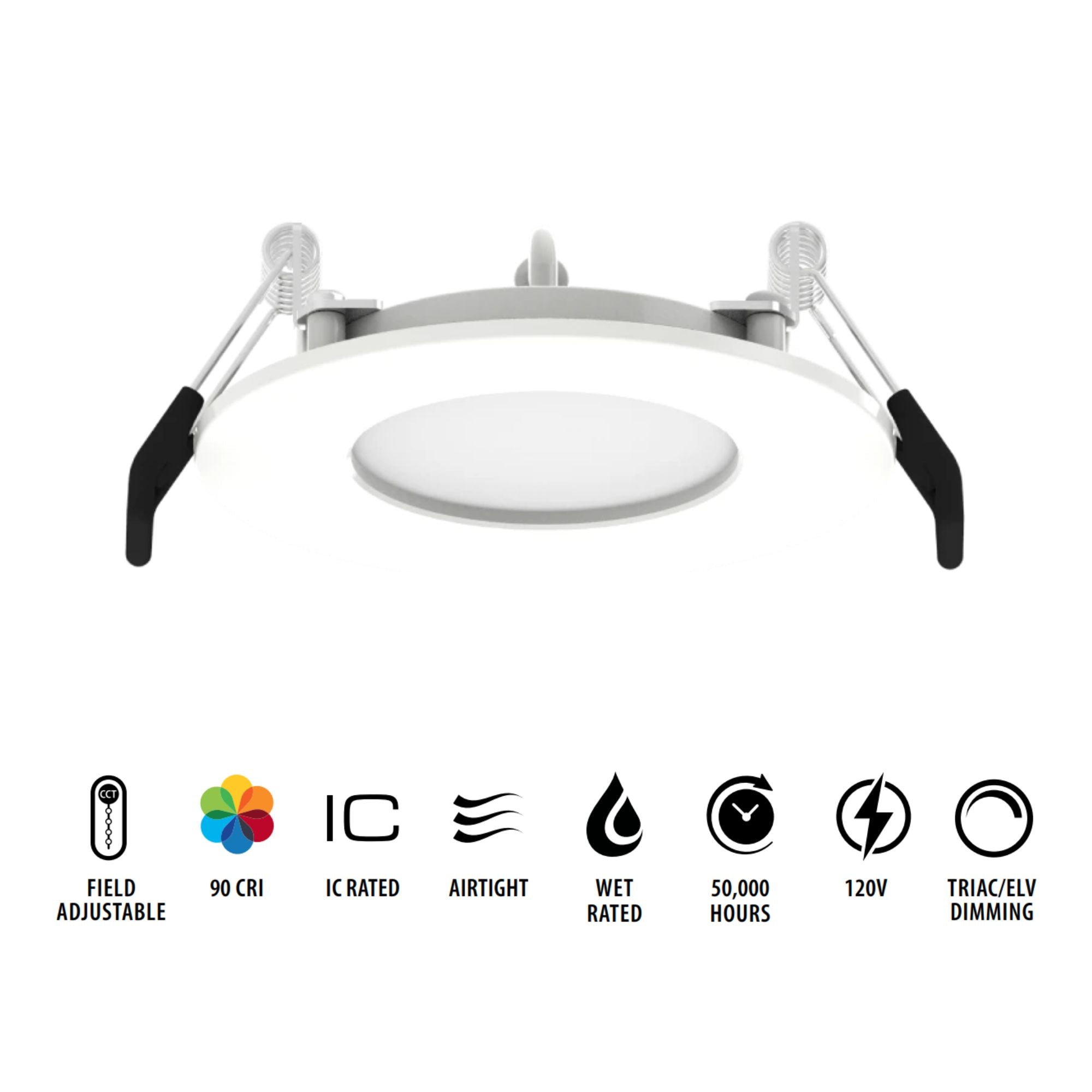 3 Wafer LED Downlight 500 Lumens 5 Color Temperatures (2700K-6500K) White Smooth Trim - Perfect for Bedroom, Kitchen, Living Room & Office Lighting