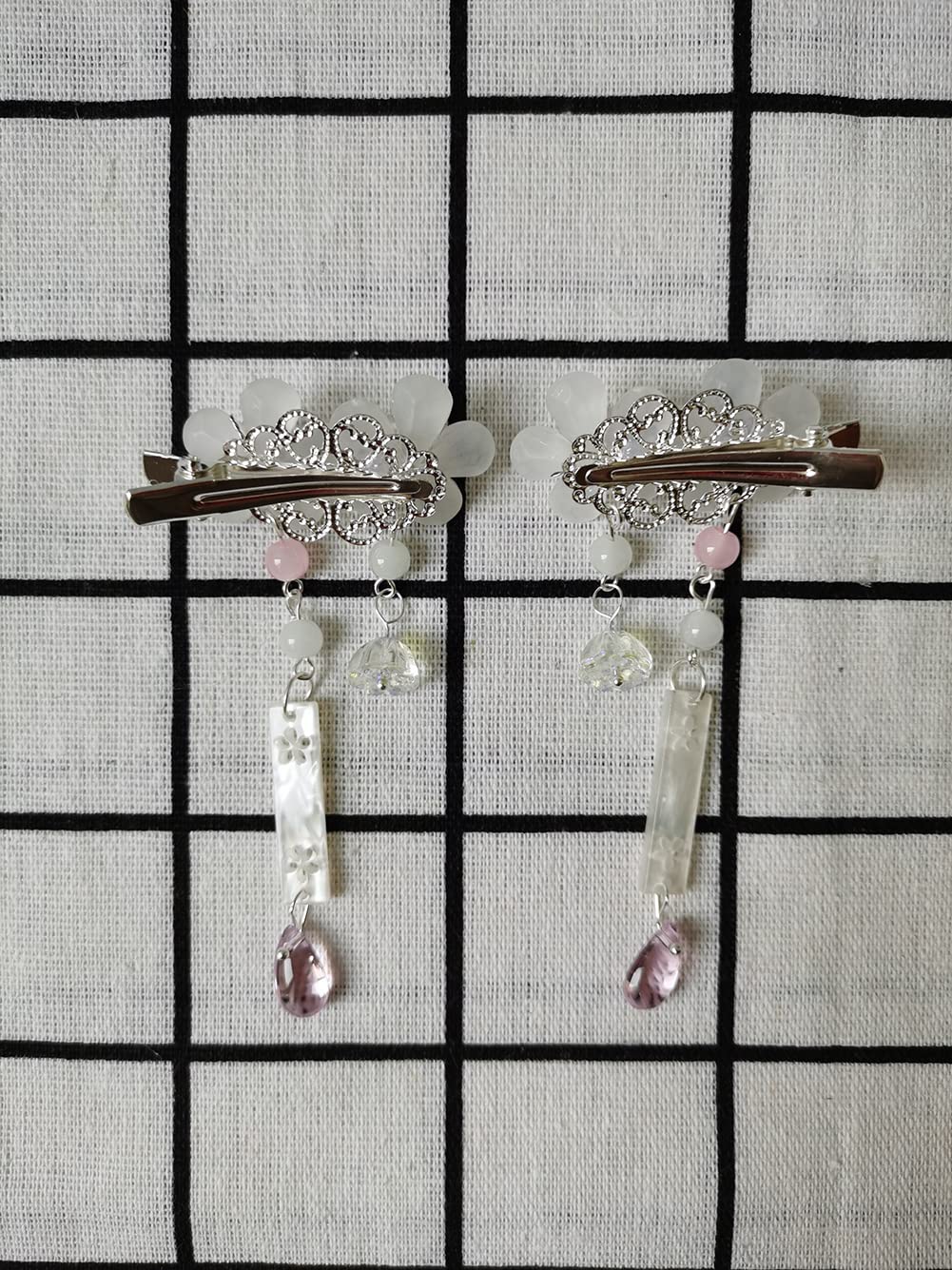 2 Pcs Floral Tassel Hair Clips for Women & Girls - Hair Accessories for Parties & Weddings
