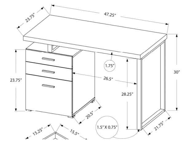 Verona Desk with 3 Storage Drawers - Available in White & Oak | Modern Home Office Desk with Ample Storage for Small Spaces