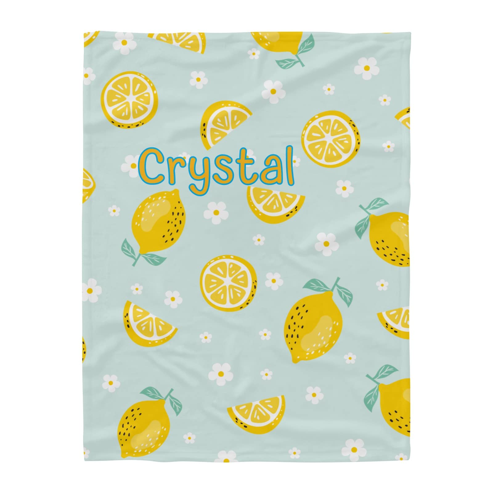 Custom Name Lemon Blossom Baby Blanket - Soft Fleece Nursery Throw for Boys & Girls (30x40 Inches) | Perfect for Summer Gifts, Newborn Essentials & Birthday Presents