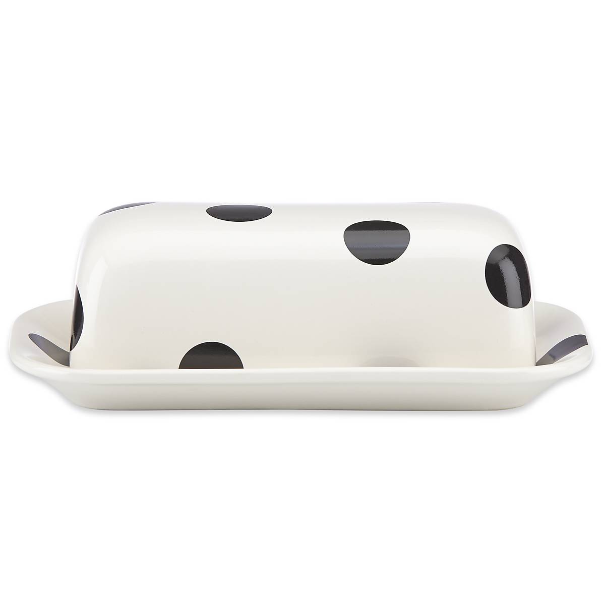 Deco Dot Covered Butter Dish with Lid - Vintage Style Ceramic Butter Keeper for Kitchen Countertop - Perfect for Storing and Serving Butter at Home or Restaurant