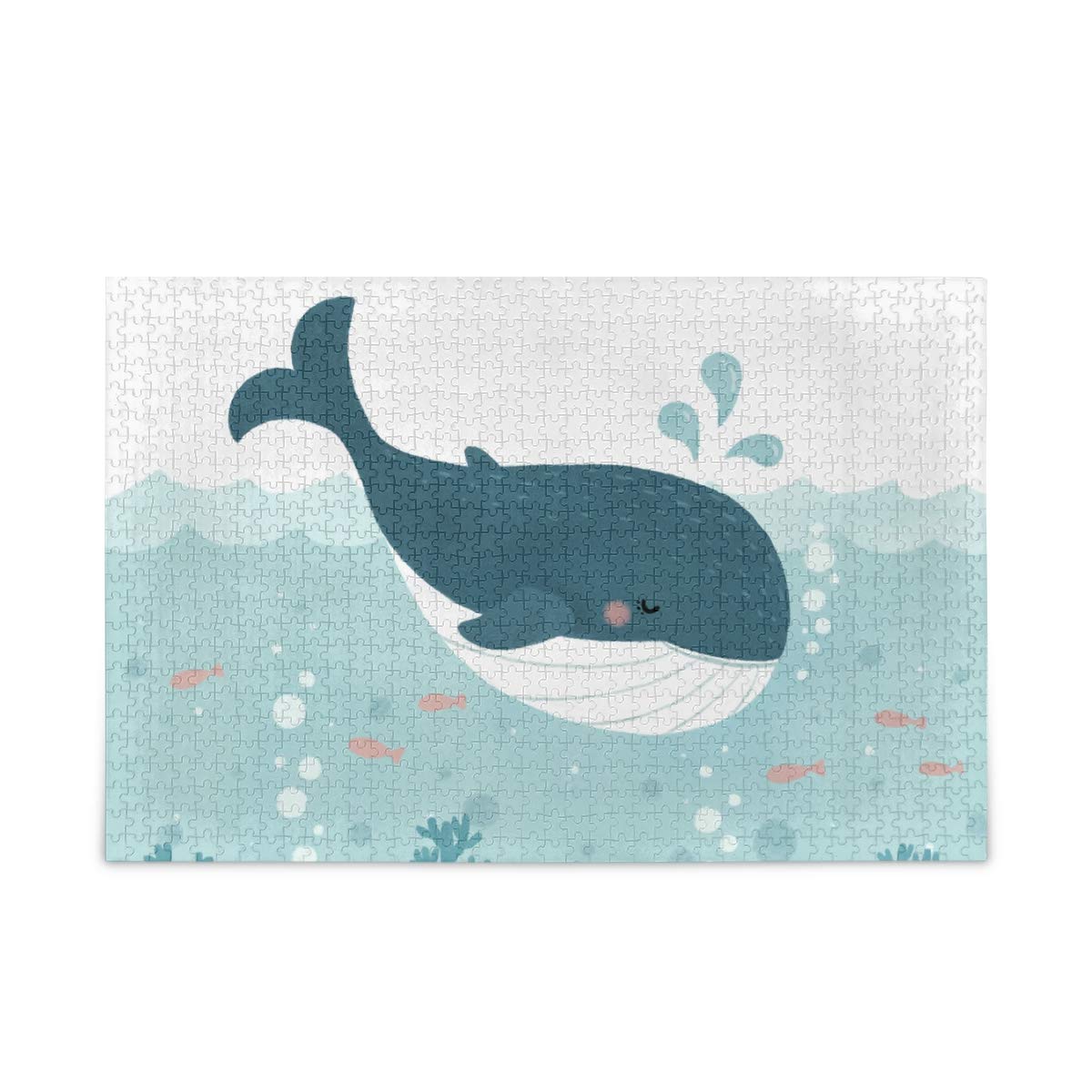 1000-Piece Large Jigsaw Puzzle for Kids & Adults - Cute Water Jet Whale Design - Family Fun & Educational Activity - Perfect for Family Game Nights & Classroom Learning
