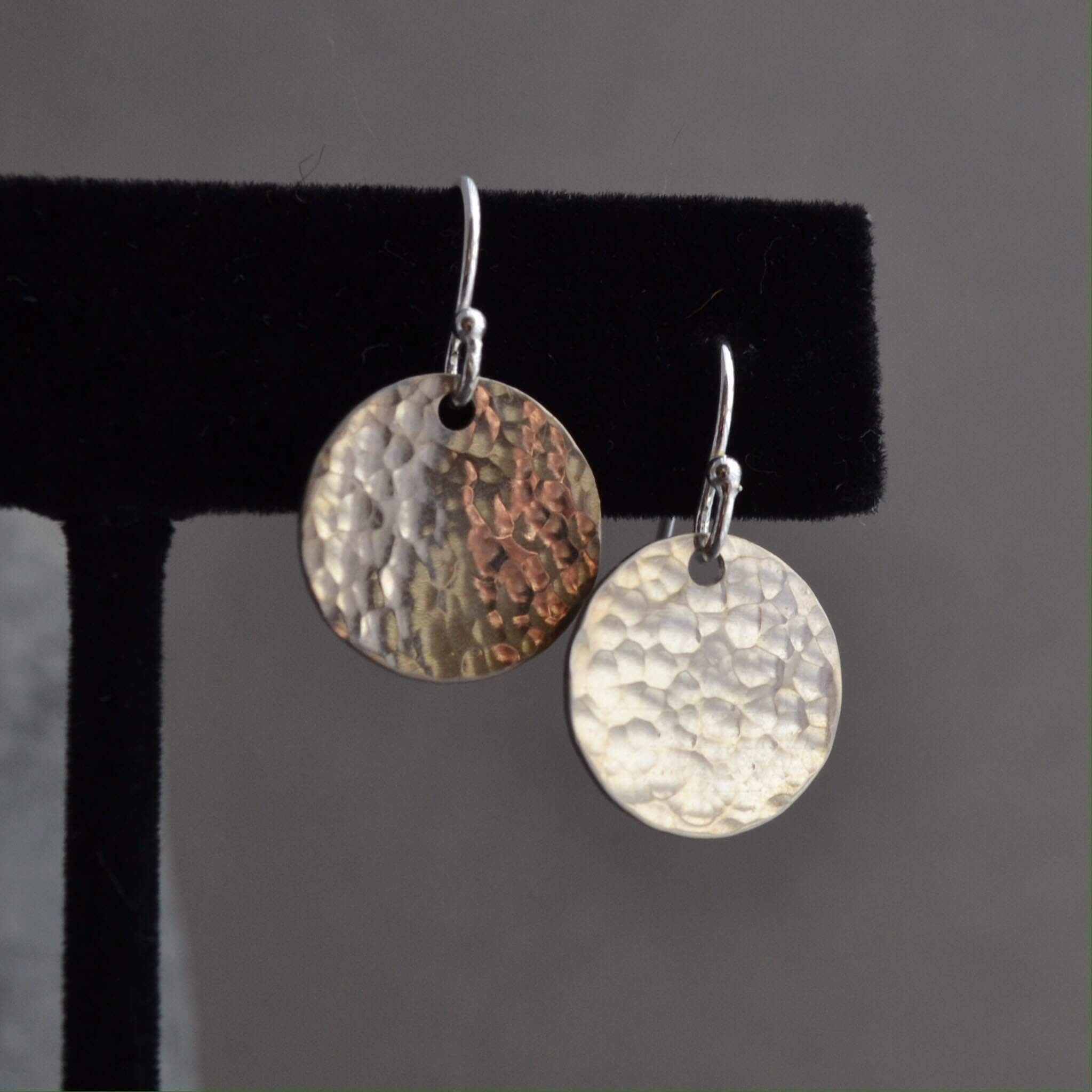 Hammered Sterling Silver Disc Earrings - Minimalist Dainty Hoops for Women | Perfect for Everyday Wear, Office & Casual Outfits