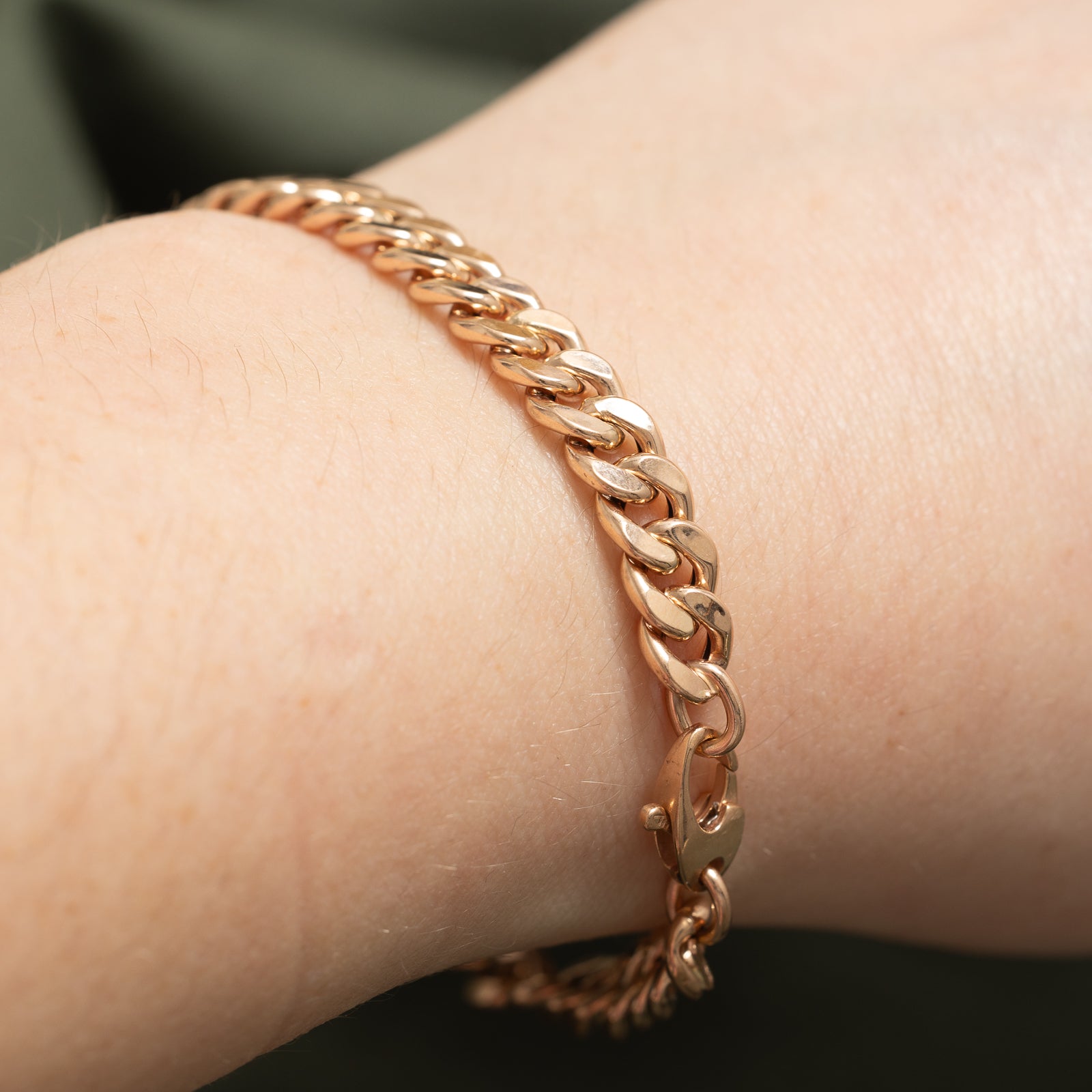 14K Rose Gold Plain Curb Link Bracelet for Women - 6.27mm Width, 7 Inches Length - Elegant Minimalist Jewelry for Everyday Wear, Gifts & Special Occasions