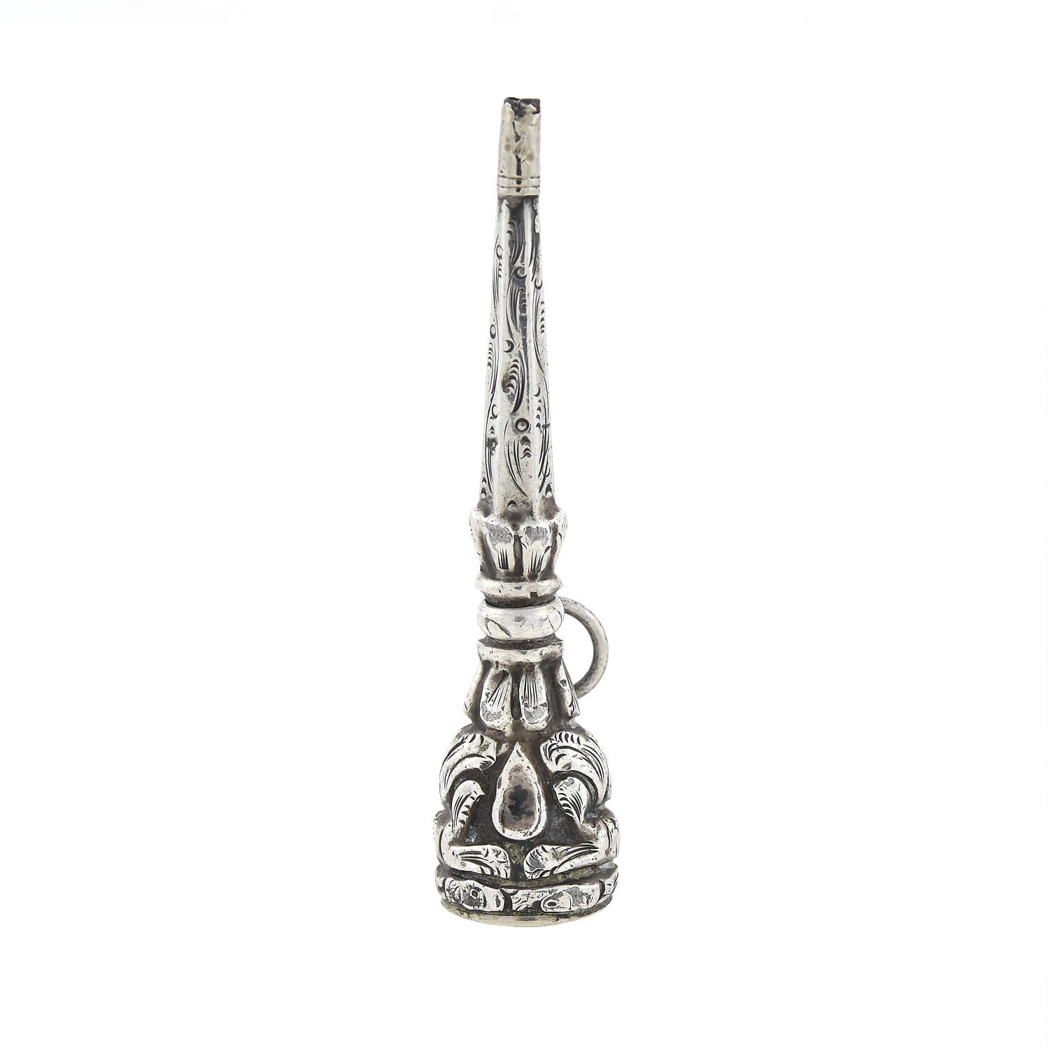 Antique Early Victorian Sterling Silver Watch Key Fob with Chalcedony Seal - Vintage Pocket Watch Accessory for Collectors & Historical Reenactments