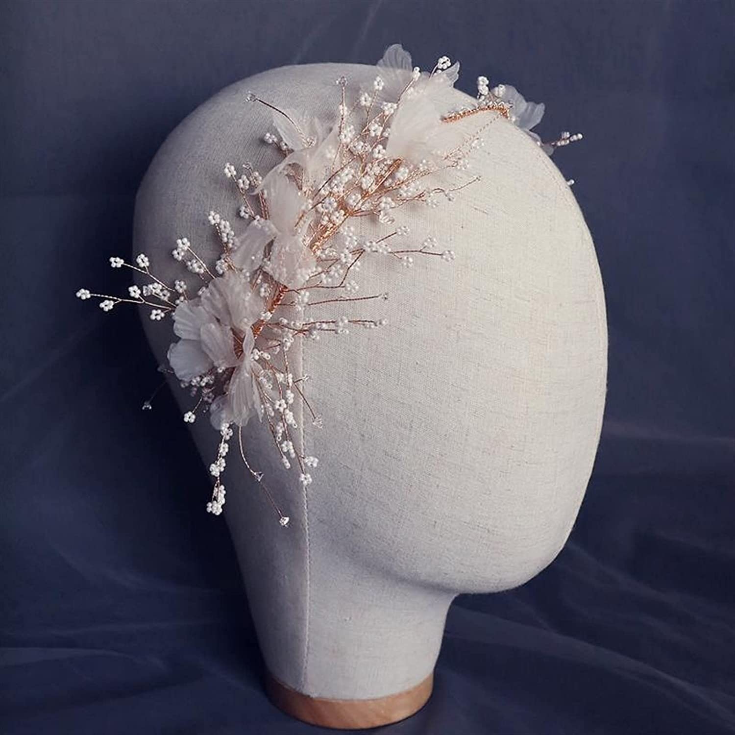 Elegant Pearl Beaded Floral Wedding Tiara Headband for Women – Bridal Hair Crown with Flowers for Bride, Party & Special Occasions