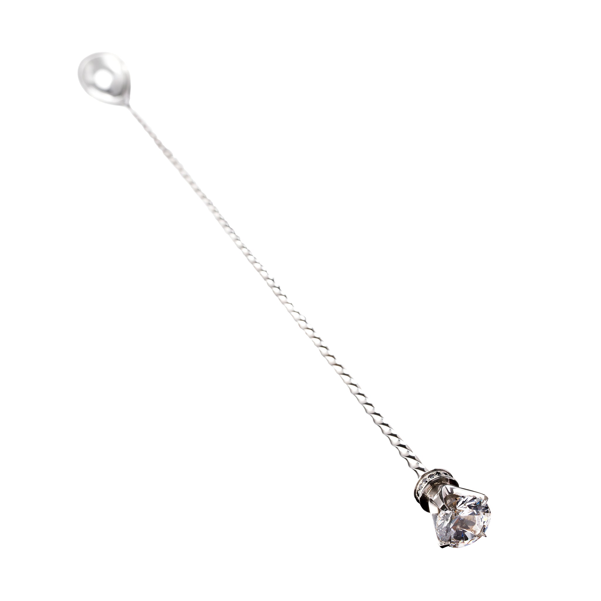 Premium Black Diamond Bar Spoon - 43cm Solid Silver Cocktail Mixing Tool for Bartenders & Home Bars | Perfect for Stirring, Layering & Crafting Cocktails