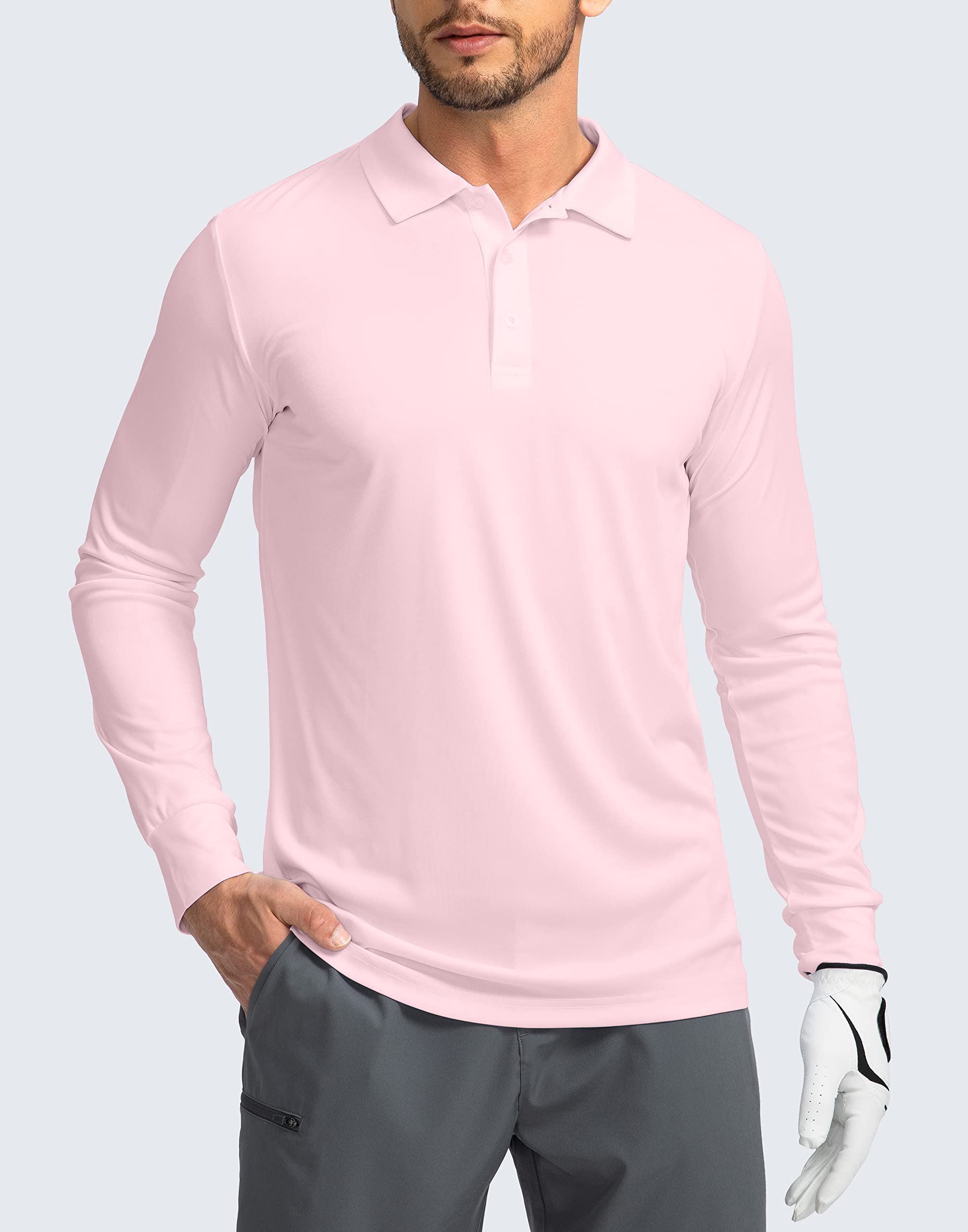 Men's Long Sleeve Polo Shirt - UPF 50+ Sun Protection, Lightweight & Breathable Golf Shirt for Work, Fishing & Outdoor Activities | Moisture-Wicking & UV Protection for Golf, Hiking & Summer Wear