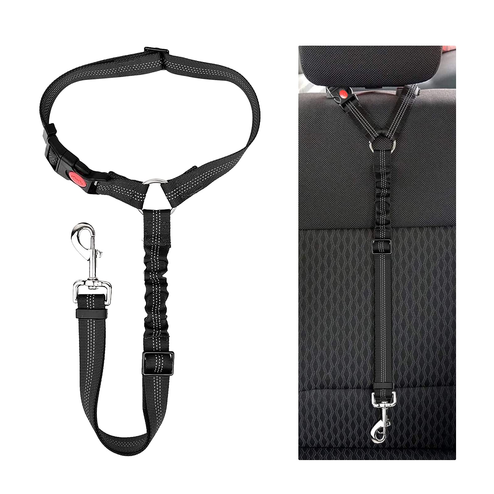 FYY Adjustable Nylon Dog Seat Belt for Car - Safe Pet Seatbelt Tether for Small to Large Dogs (Black) | Perfect for Road Trips, Vet Visits & Daily Commutes