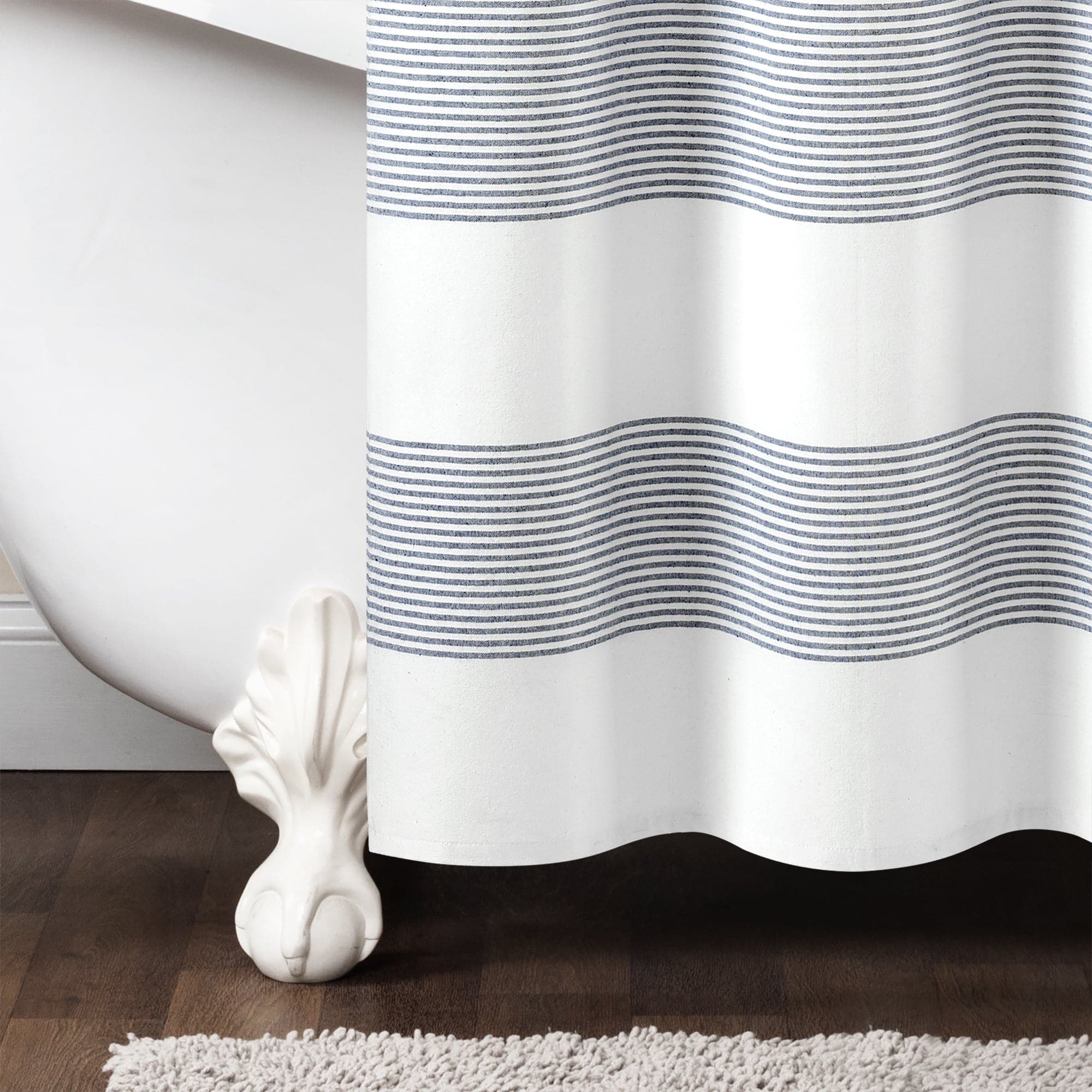 Boho Tassel Stripe Shower Curtain - Eco-Friendly Recycled Cotton Blend, Hand-Dyed Yarn, Waterproof Bathroom Decor for Boho Chic, Farmhouse or Coastal Style Homes