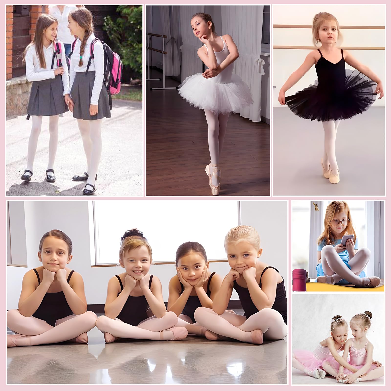 Ultra Soft Girls' Ballet Dance Tights - Stretchable & Comfortable for Toddler, Little Kid & Big Kid - Perfect for Dance Class, Recitals & Everyday Wear
