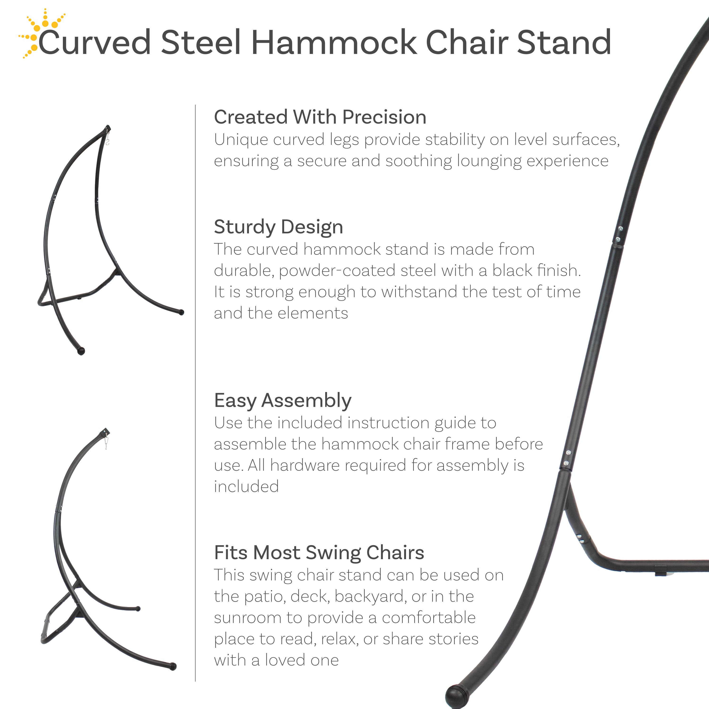 Sunnydaze 84-Inch Curved Steel Hammock Chair Stand - Heavy Duty Outdoor Hanging Chair Frame for Patio, Garden, Backyard & Poolside Relaxation