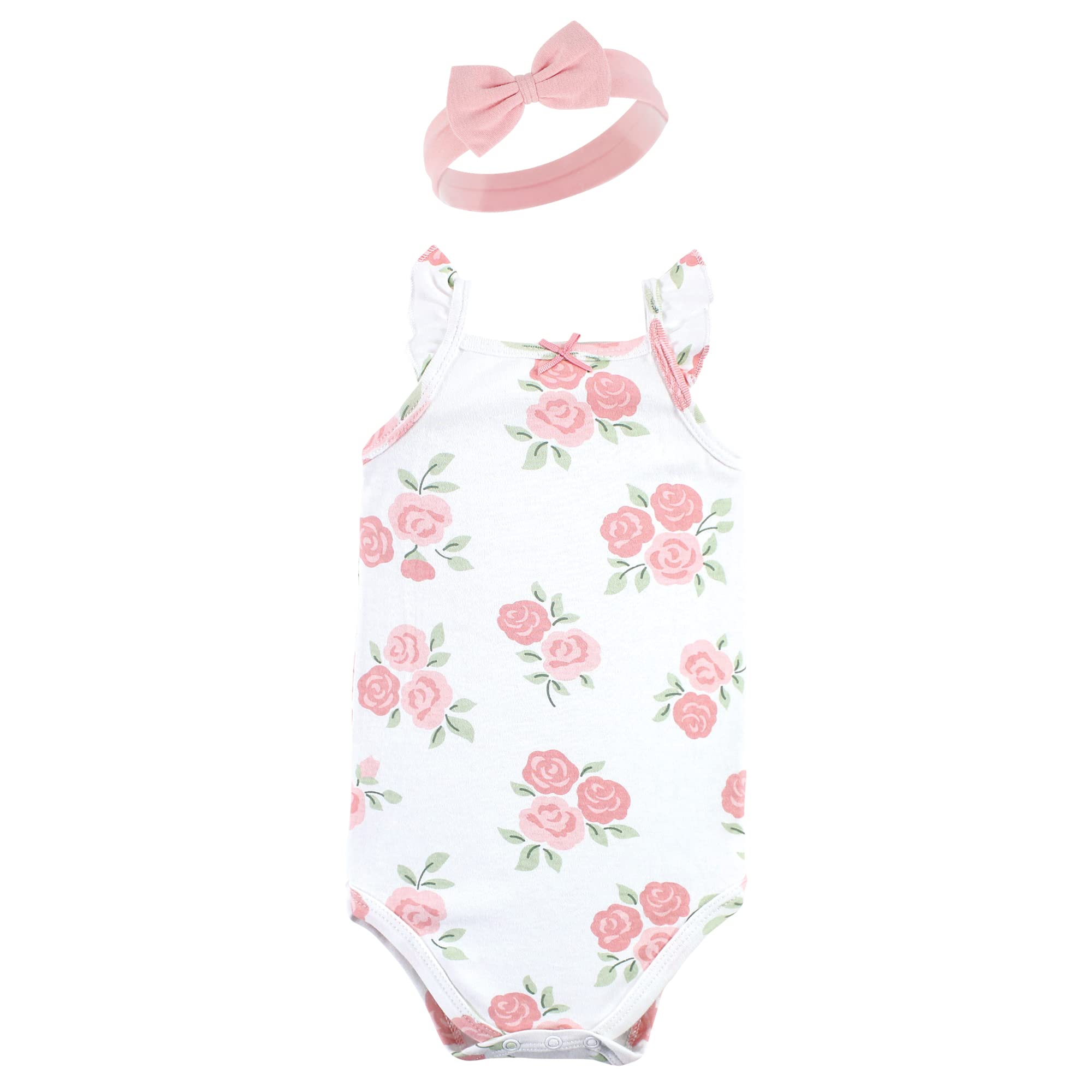 Hudson Baby Girls Sleeveless Bodysuit and Headband Set - Soft Cotton Baby & Toddler T-Shirt Outfit - Perfect for Playtime, Photo Shoots & Everyday Wear
