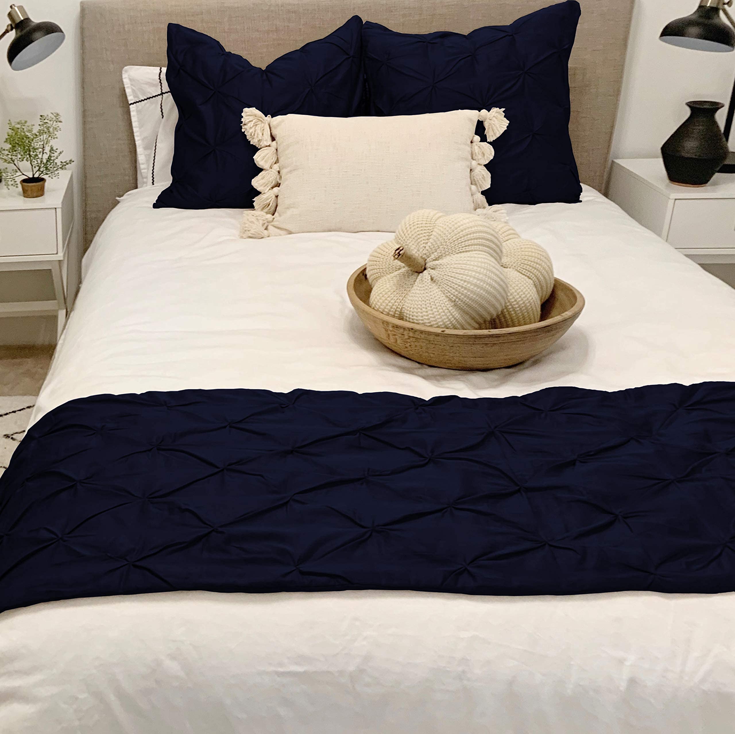 Premium 800TC Egyptian Cotton Pinch Pleated Bed Runner Set - Queen Size (1 Runner 108