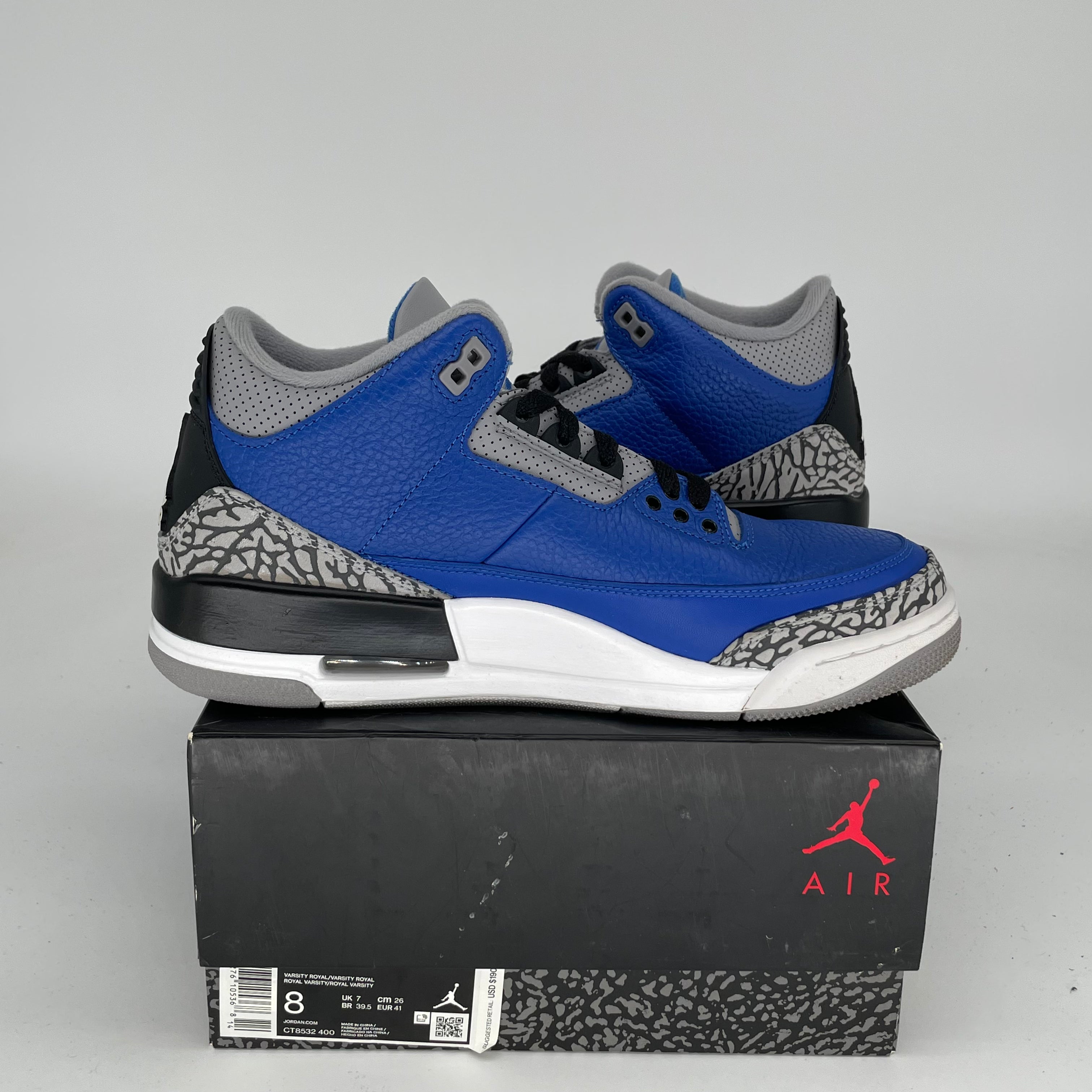AIR JORDAN 3 VARSITY ROYAL CEMENT Men's Basketball Shoes - Size 8 (CT8532-400) | Retro Sneakers for Streetwear & Casual Fashion | Perfect for Basketball, Gym & Everyday Wear
