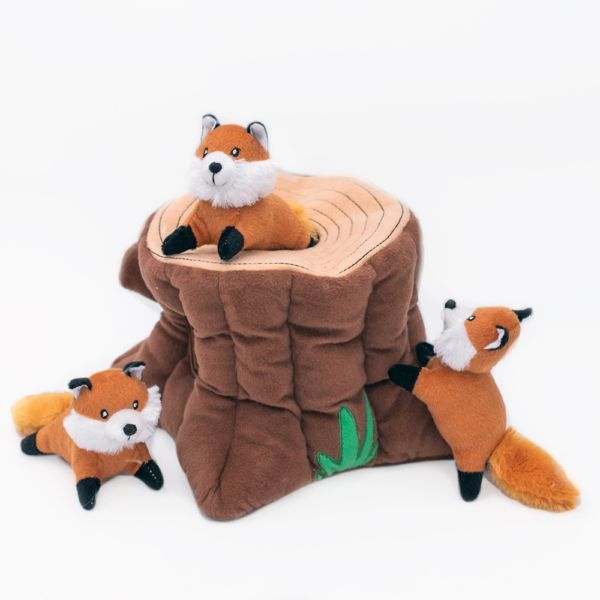 Zippy Burrow Fox Stump - Cozy Wooden Fox Den for Small Pets - Perfect for Hamsters, Guinea Pigs & Rabbits - Natural Hideout for Play & Sleep