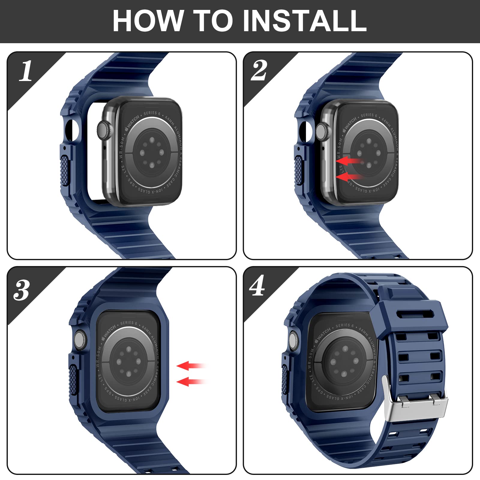 Premium Apple Watch Bands Compatible with 38mm 40mm 42mm 44mm - Durable TPU Sport Strap with Protective Bumper Case for Series 7/6/5/4/SE/3/2/1 - Perfect for Workouts, Running & Everyday Wear for Men & Women