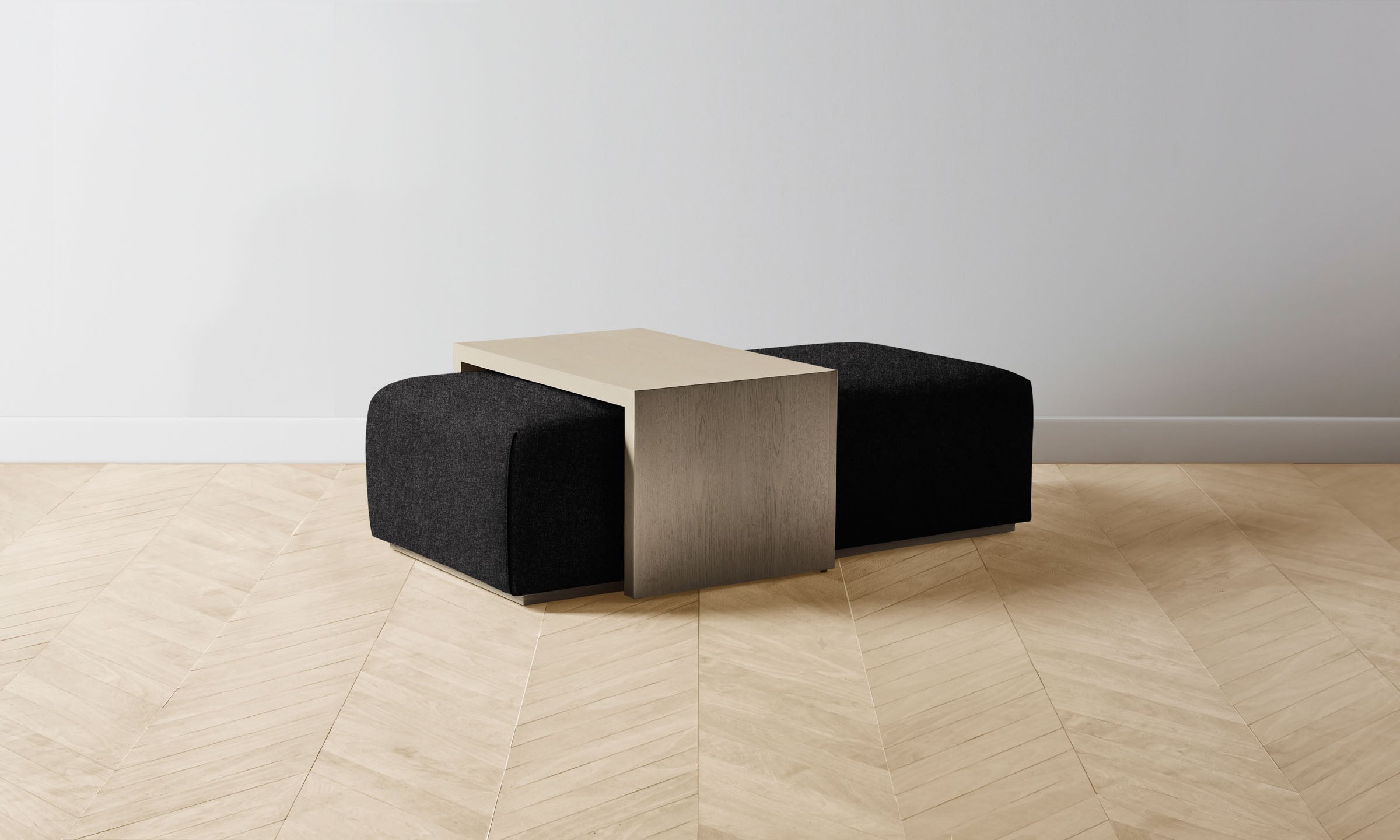 The Bowery Ottoman - Italian Brushed Wool Pepper Fabric - Perfect for Living Room, Bedroom & Office Seating