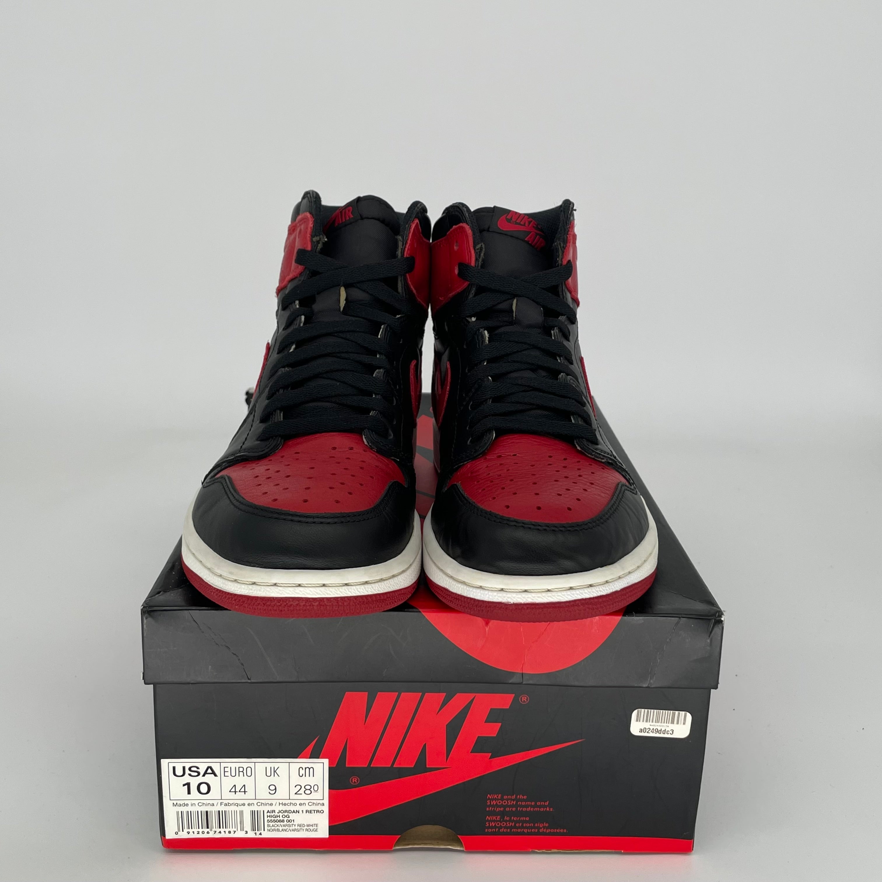 Original: AIR JORDAN 1 BRED SIZE 10 555088 001   Optimized: Authentic Air Jordan 1 Retro High OG 