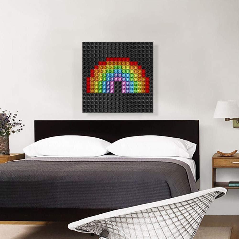 Vibrant Rainbow Emoticon LGBTQ+ Pride Canvas Art Print - Framed Wall Decor Painting for Living Room, Bedroom & Office - 26x26 Inches Stretched & Ready to Hang
