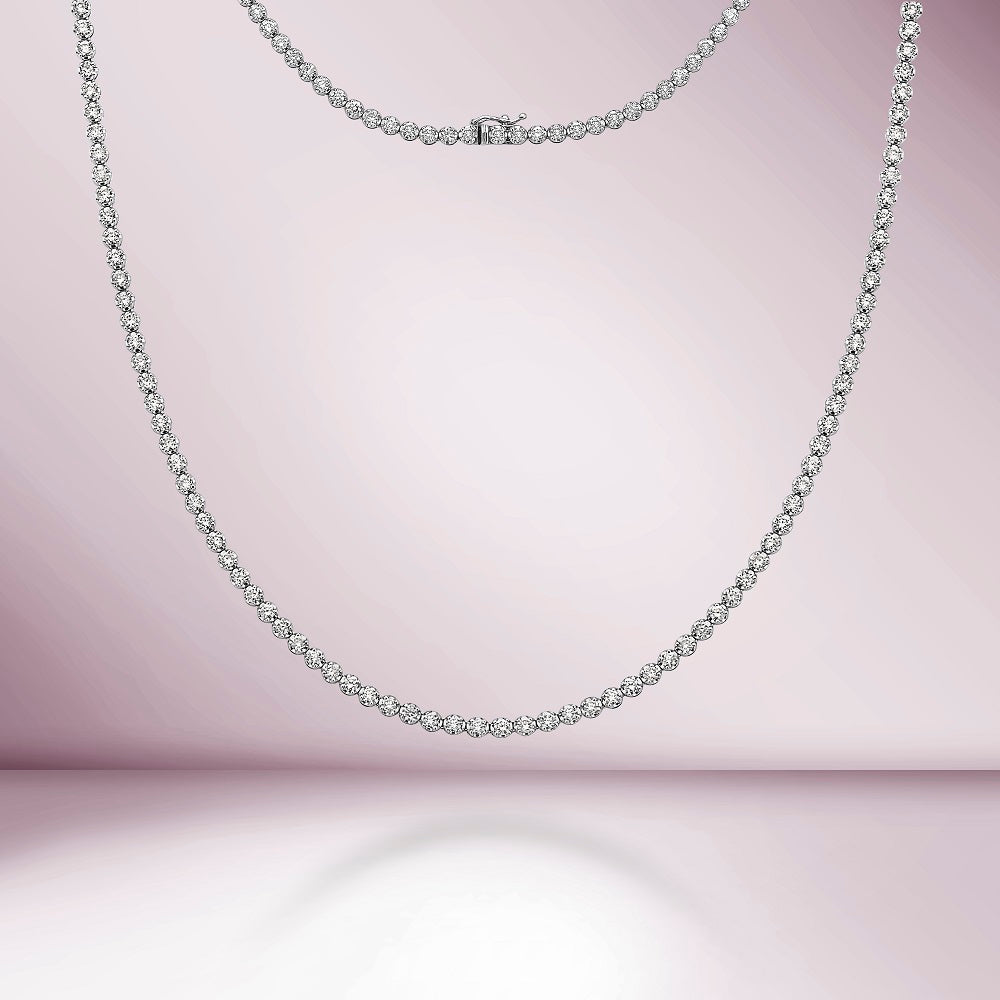 5.50 Carat Diamond Tennis Necklace - 14K Gold Buttercup Setting (3.10mm) | Elegant Jewelry for Weddings, Anniversaries & Special Occasions