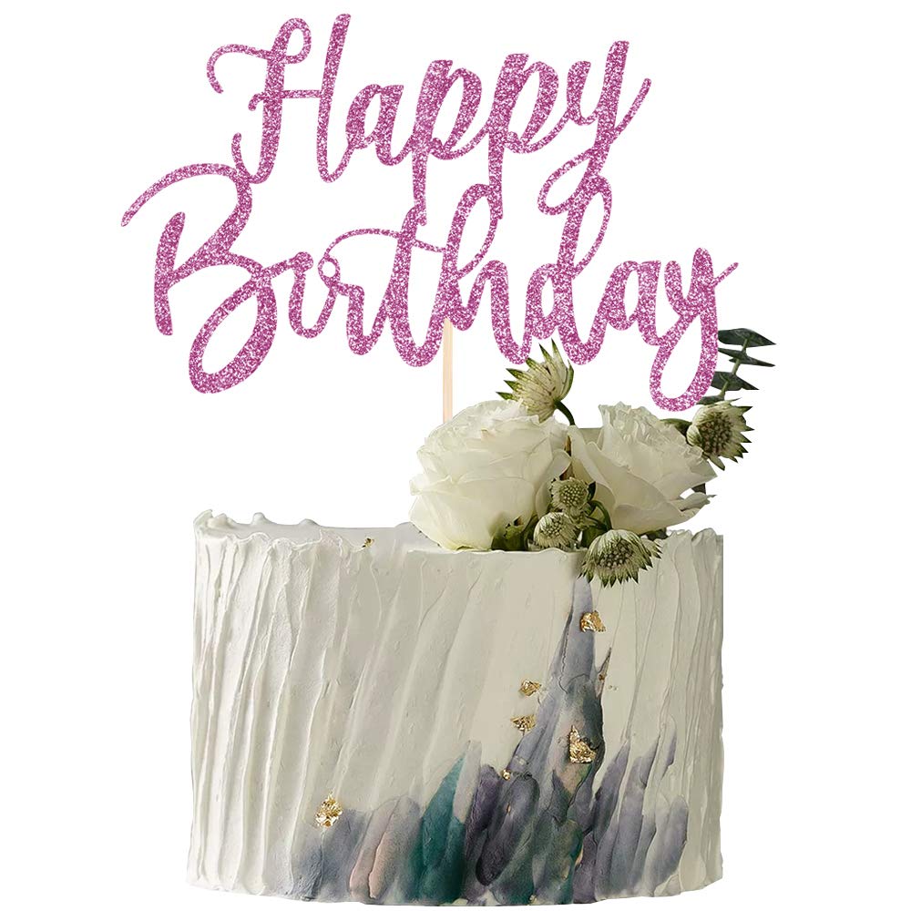 Handmade Glitter Happy Birthday Cake Topper - Purple Cake Bunting Decor for Birthday Party Supplies | Perfect for Wedding, Baby Shower & Anniversary Celebrations