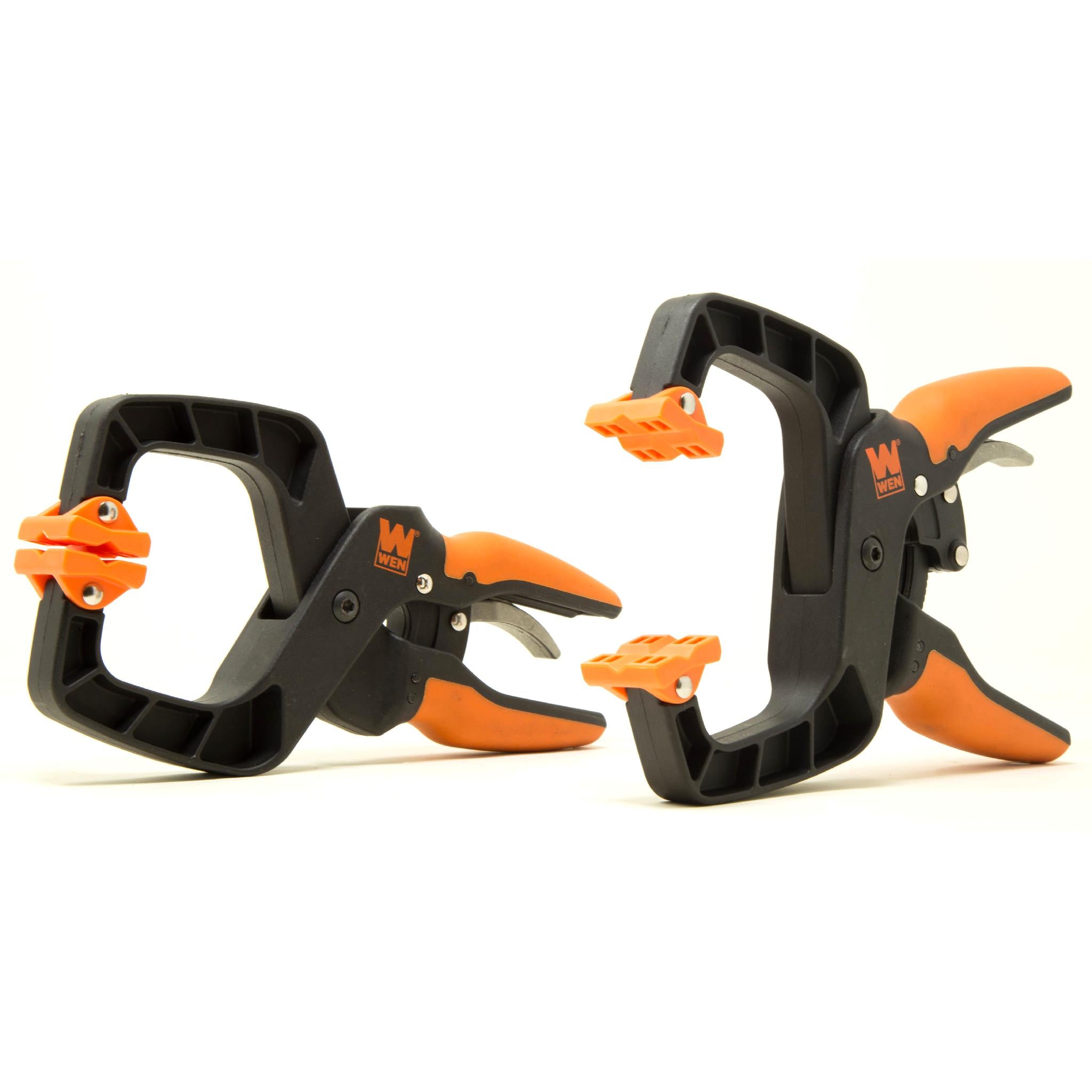WEN CLH226 Quick Release Ratcheting Hand Clamps - 2 Pack, 2 Inch Jaw Opening & Throat - Perfect for Woodworking, DIY Projects, and Home Repairs