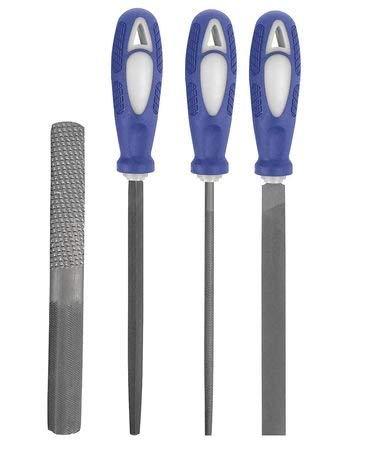 Westward 10Z762 4-Piece Hand File Set - Bastard & Smooth Cut for Metalworking, Woodworking, and DIY Projects | Ideal for Sharpening, Deburring, and Finishing Surfaces