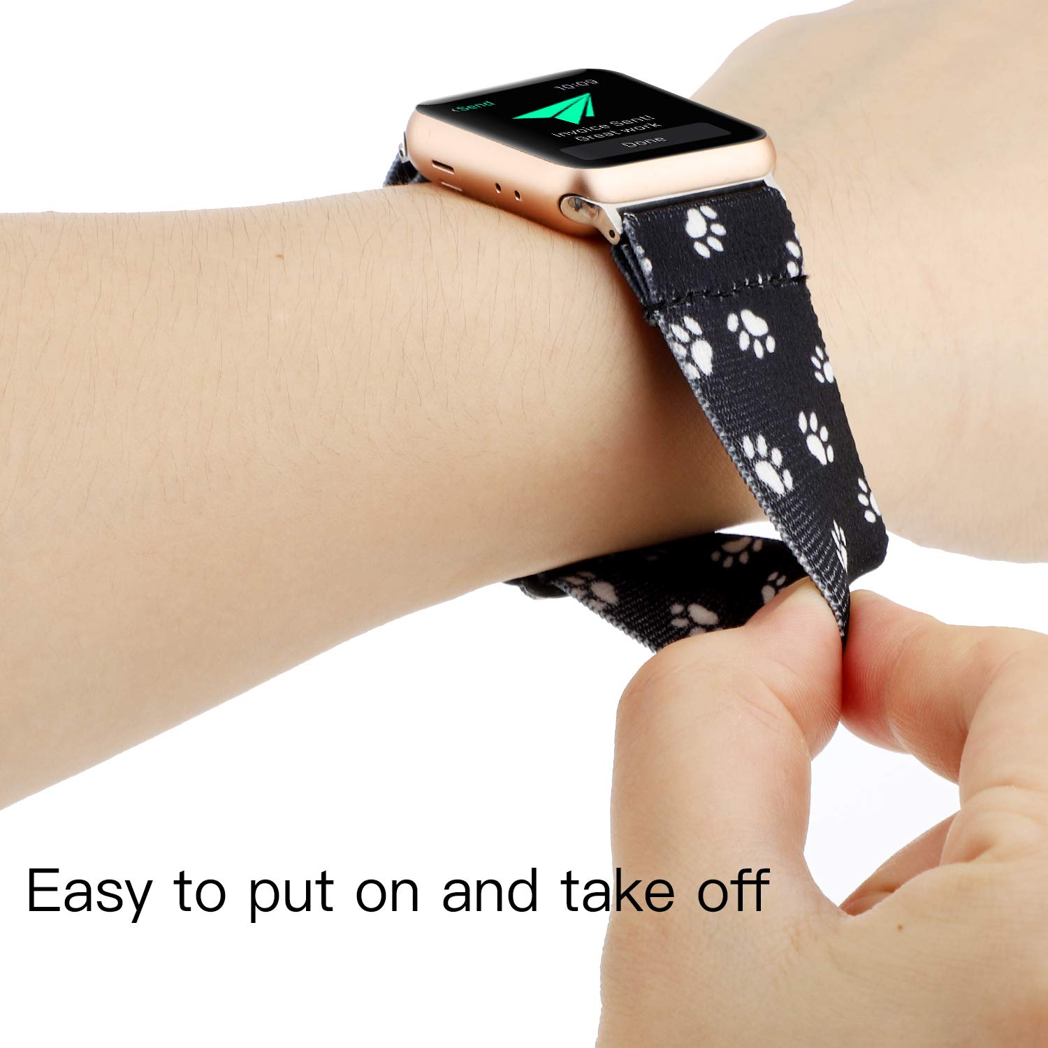 Adjustable Nylon Elastic Watch Band for Apple Watch 38mm 40mm 41mm - Stretchy Loop Replacement Strap Compatible with iWatch Series 9/8/7/6/5/4/3/2/1 - Perfect for Women's Fitness, Workouts & Everyday Wear